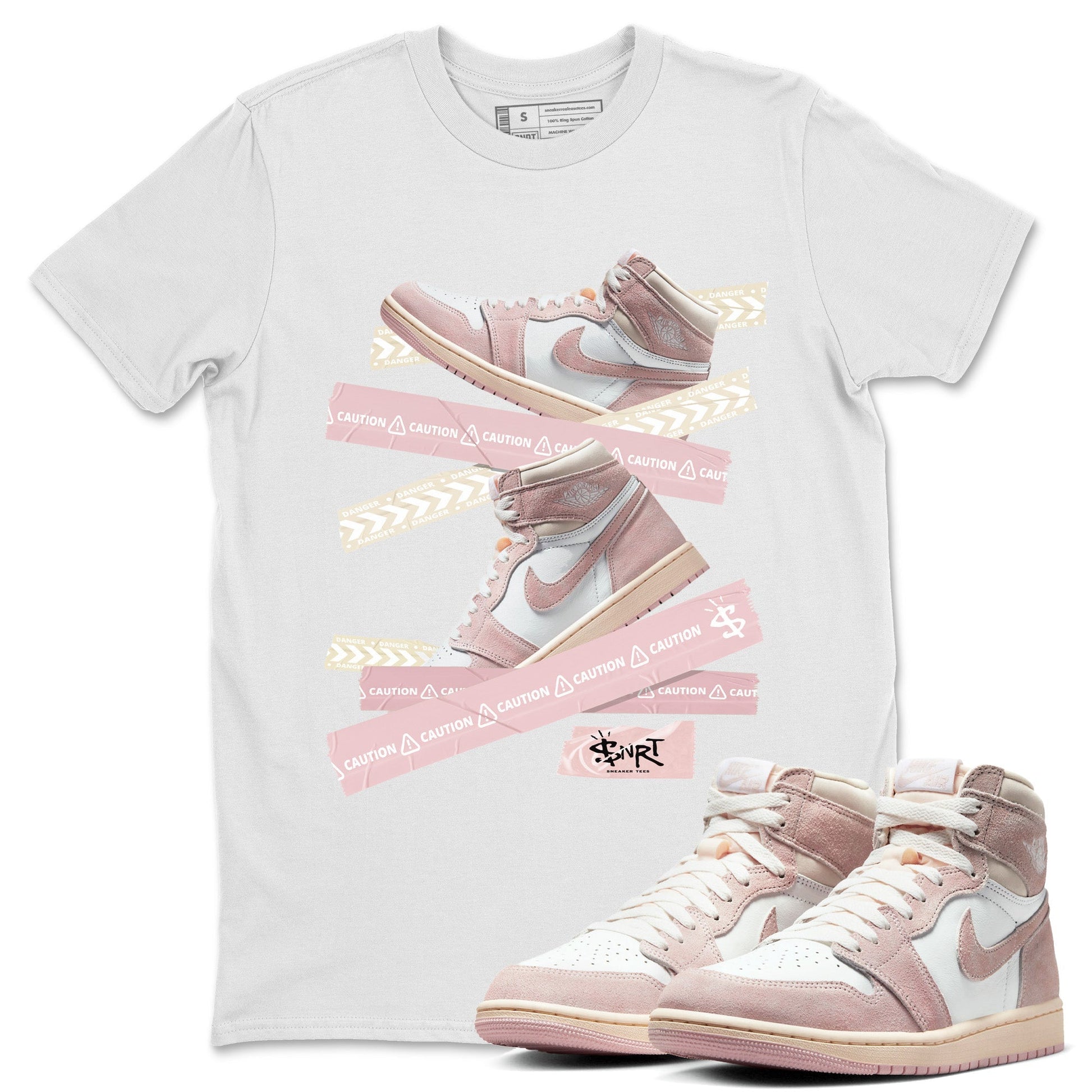 Caution Tape Unisex Tops - Air Jordan 1 Washed Pink