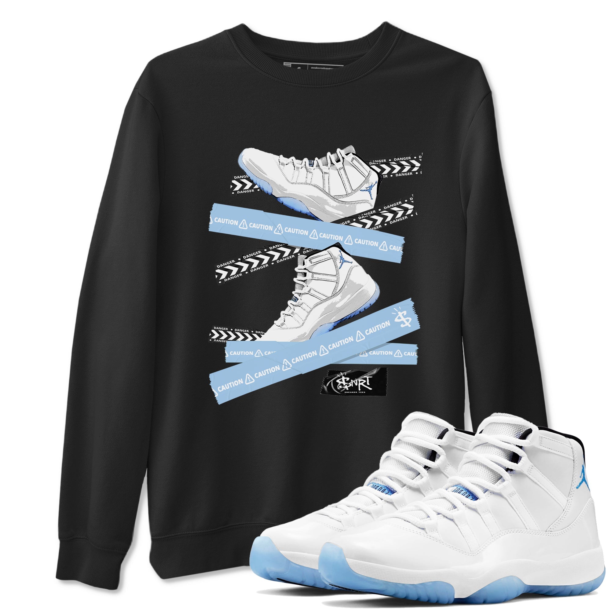 Caution Tape Sneaker Tees - Air Jordan 11 Retro Legend Blue