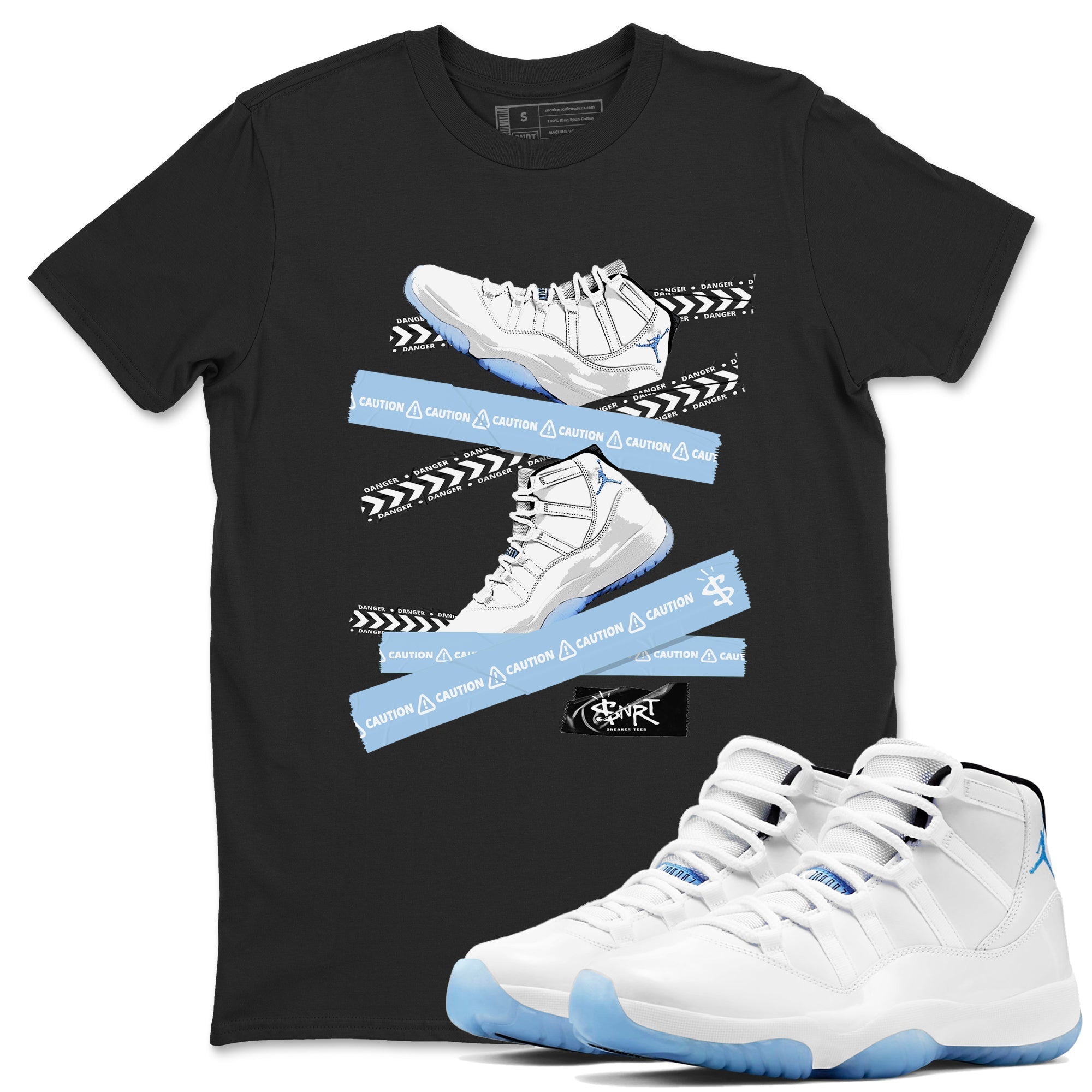Caution Tape Sneaker Tees - Air Jordan 11 Retro Legend Blue