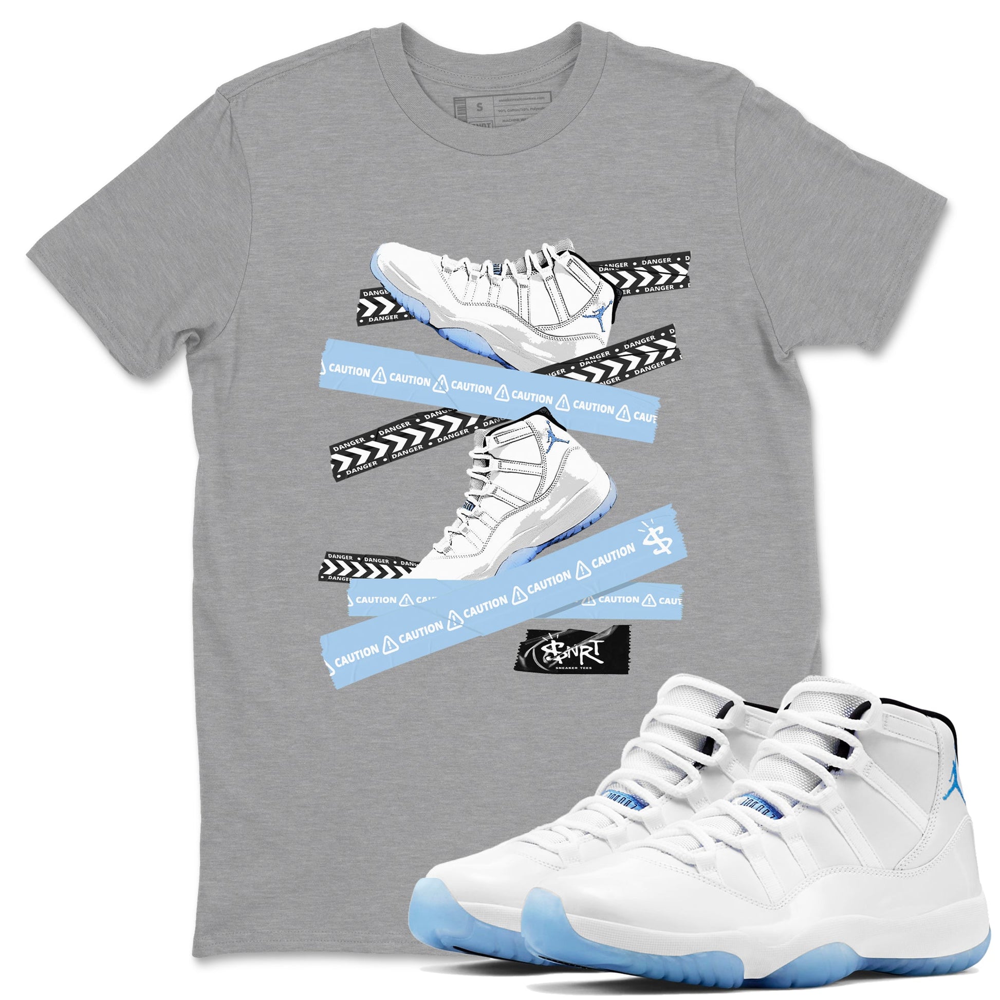 Caution Tape Sneaker Tees - Air Jordan 11 Retro Legend Blue