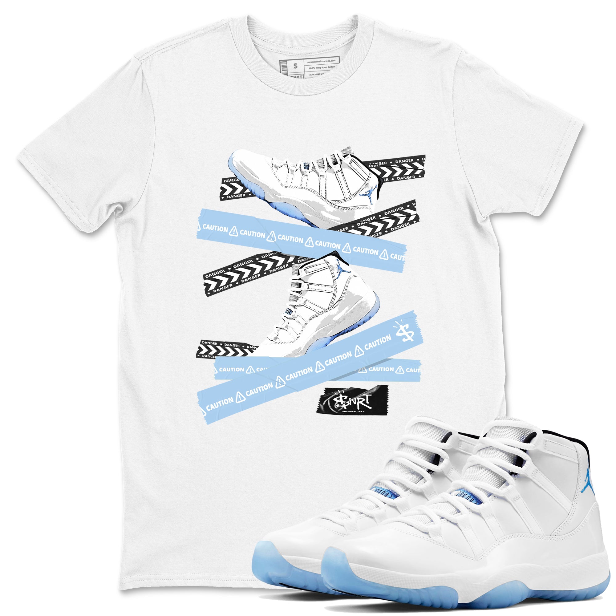Caution Tape Sneaker Tees - Air Jordan 11 Retro Legend Blue