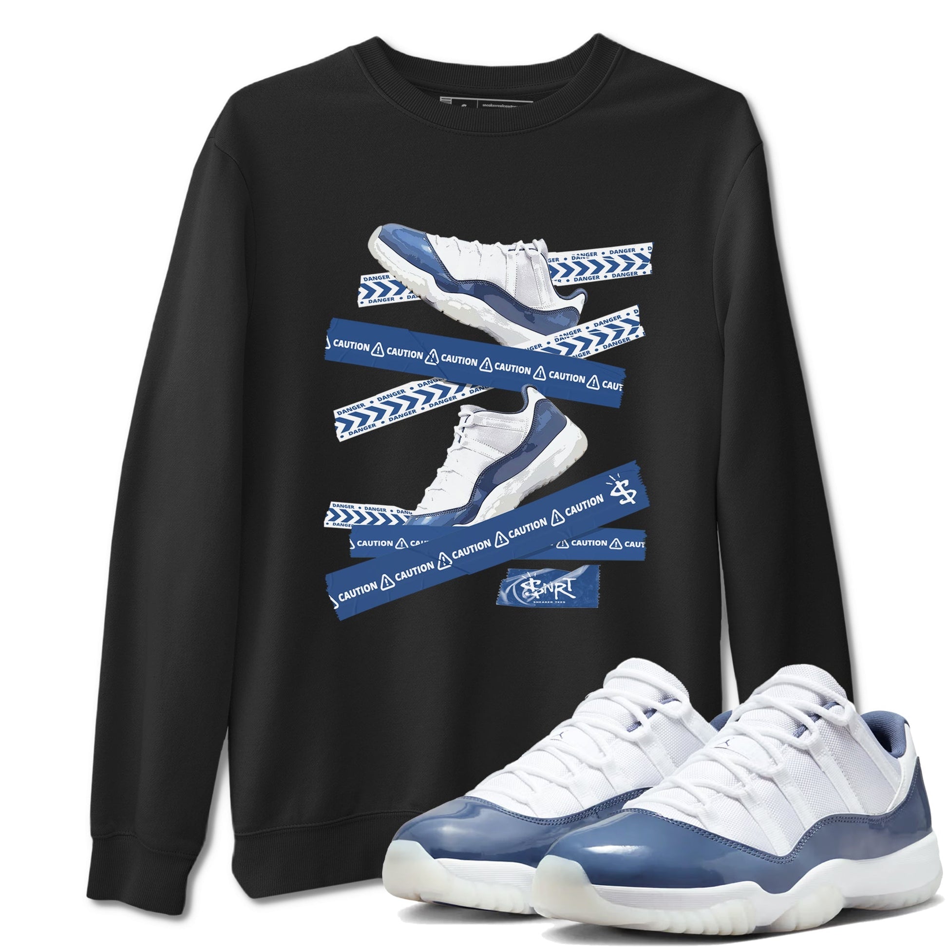 Caution Tape Sneaker Tees - Air Jordan 11 Diffused Blue