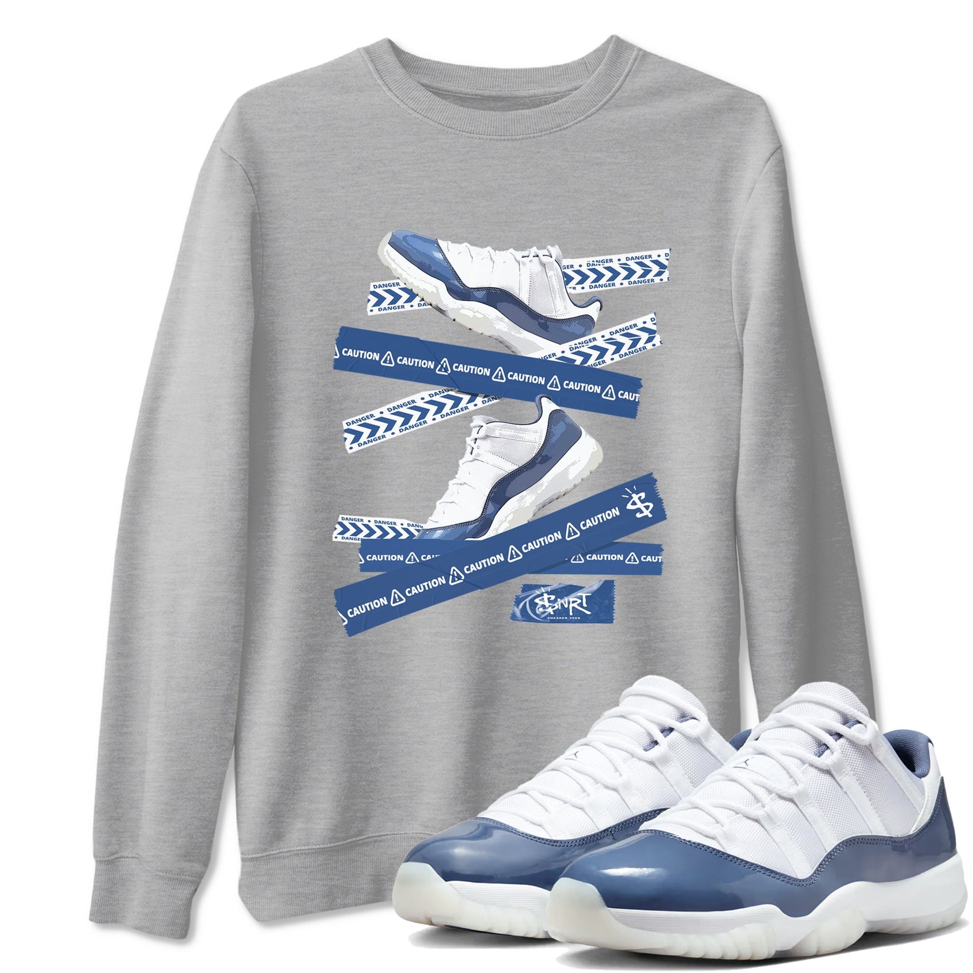 Caution Tape Sneaker Tees - Air Jordan 11 Diffused Blue