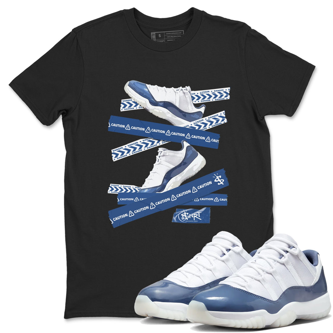 Caution Tape Sneaker Tees - Air Jordan 11 Diffused Blue