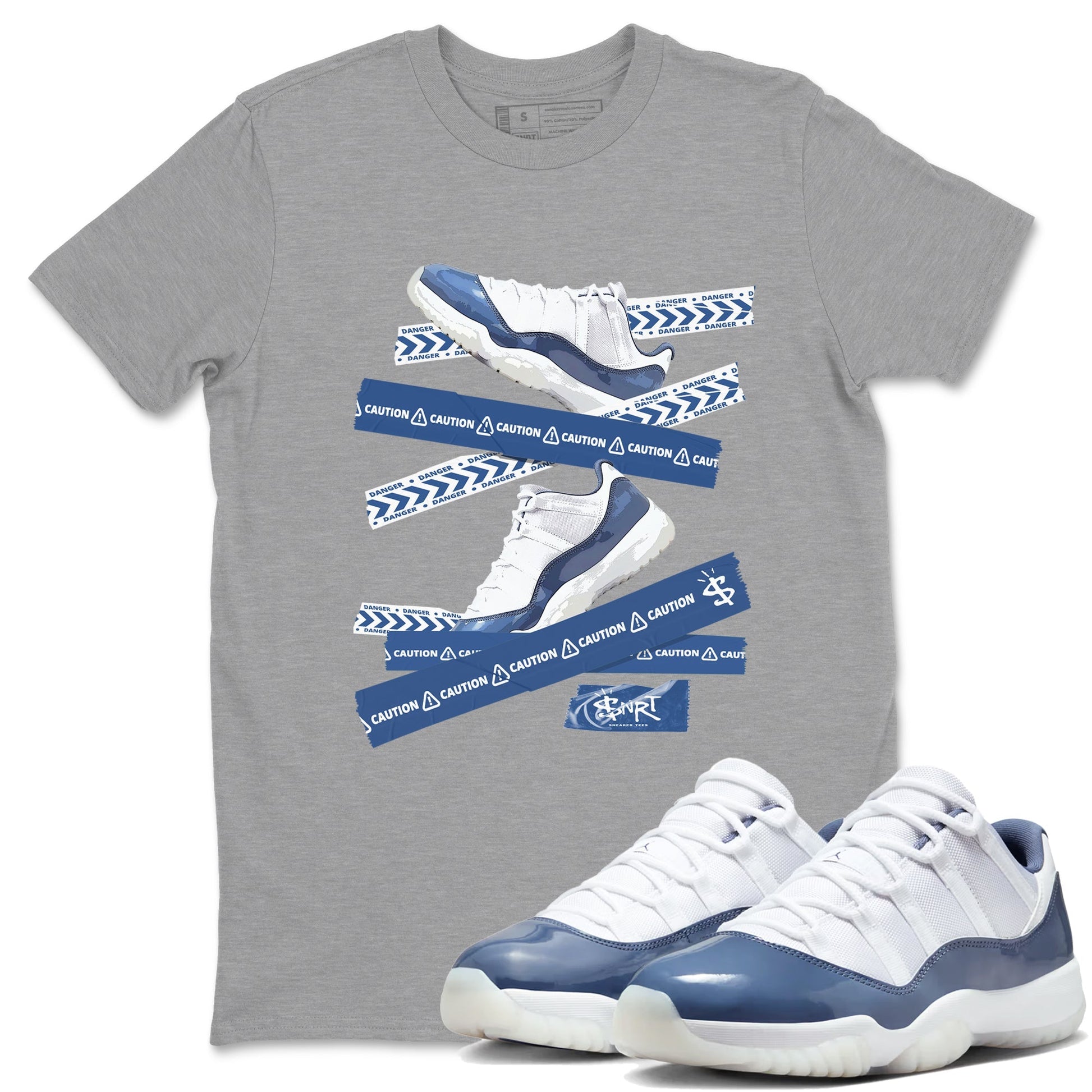 Caution Tape Sneaker Tees - Air Jordan 11 Diffused Blue