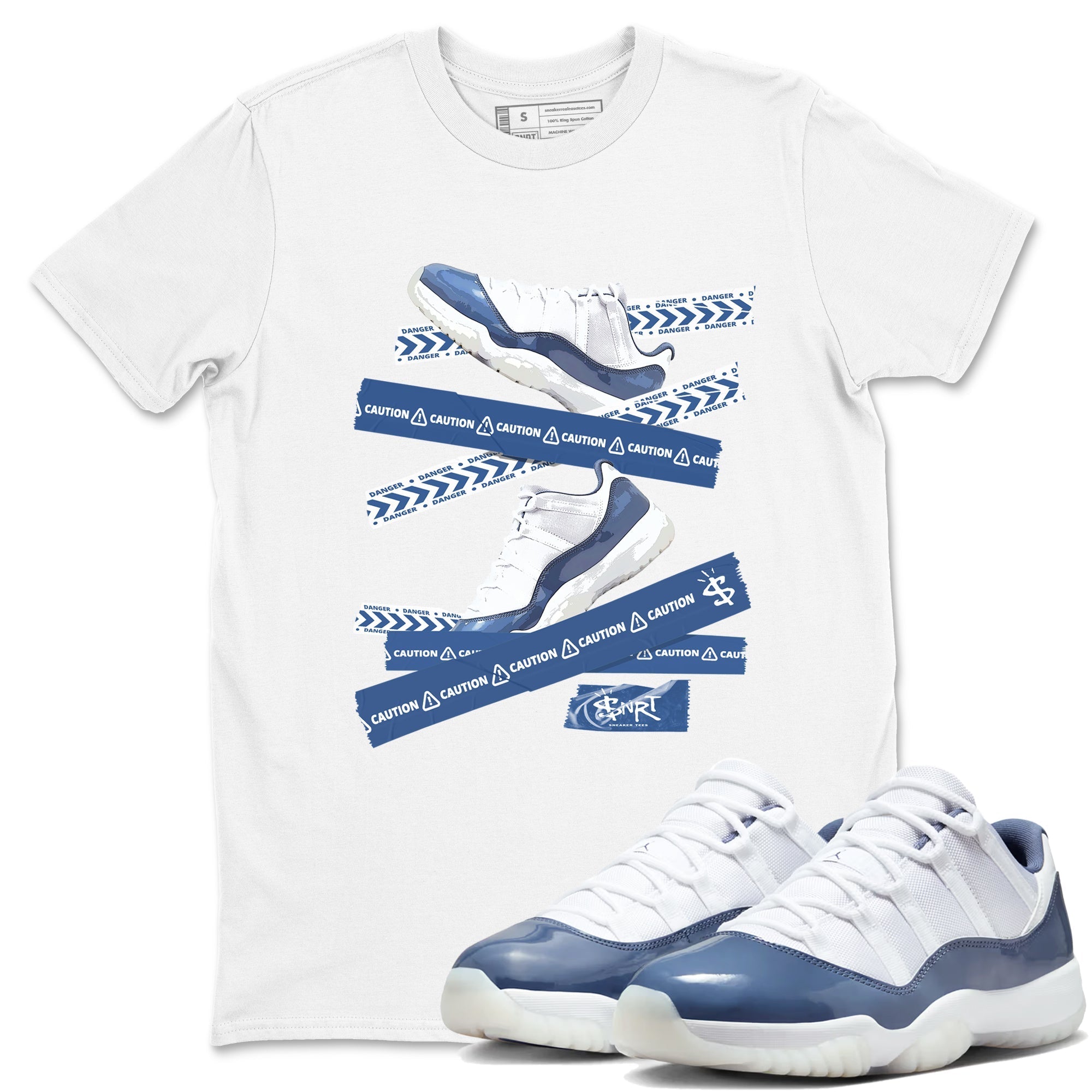 Caution Tape Sneaker Tees - Air Jordan 11 Diffused Blue