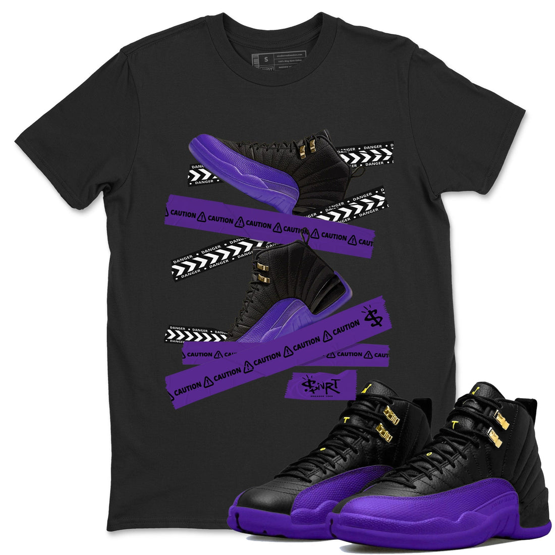 Caution Tape Unisex Tops - Air Jordan 12 Field Purple