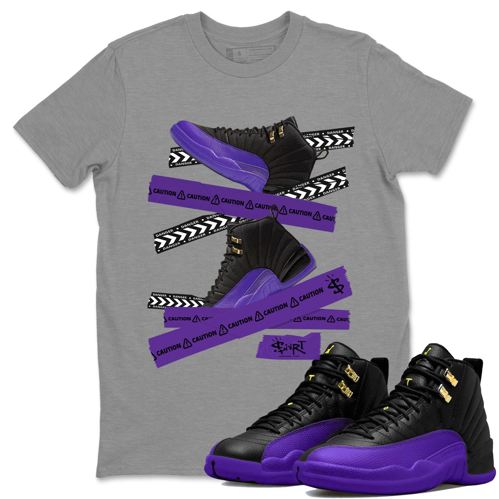 Caution Tape Unisex Tops - Air Jordan 12 Field Purple