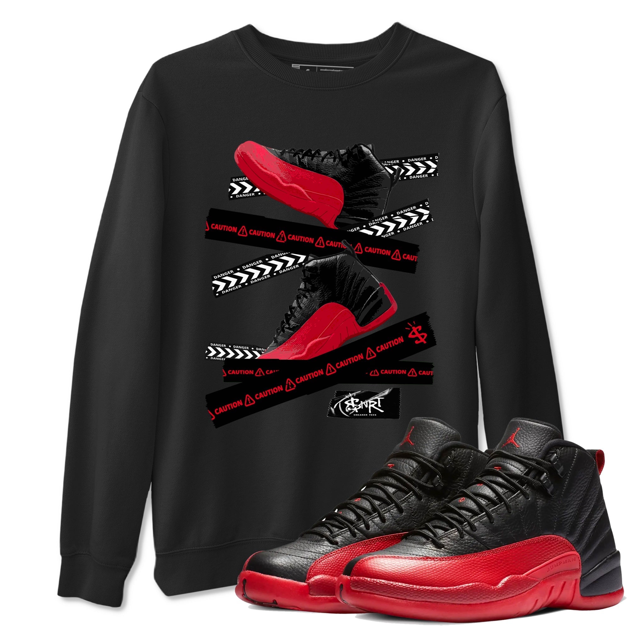Caution Tape Sneaker Tees - Air Jordan 12 Flu Game