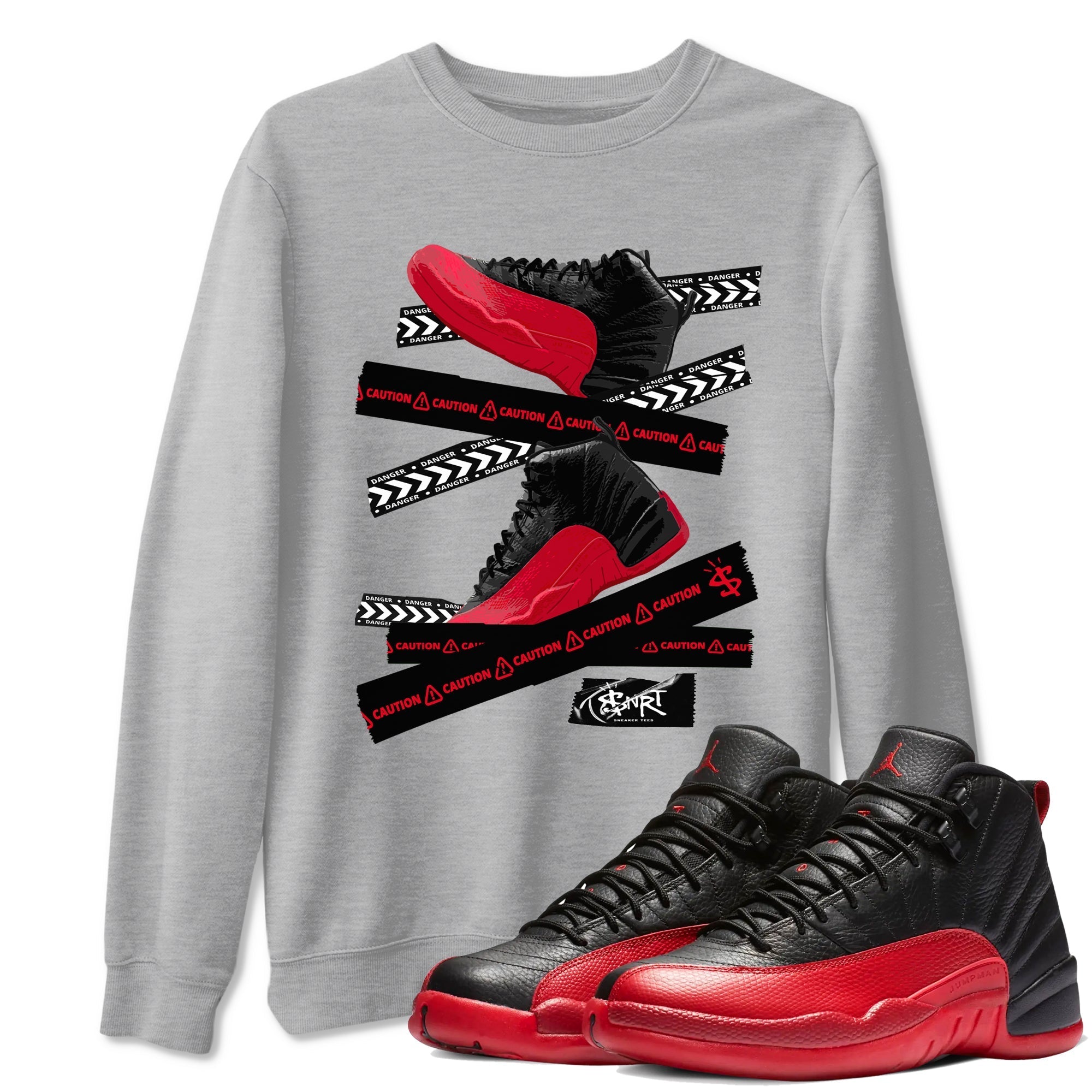 Caution Tape Sneaker Tees - Air Jordan 12 Flu Game