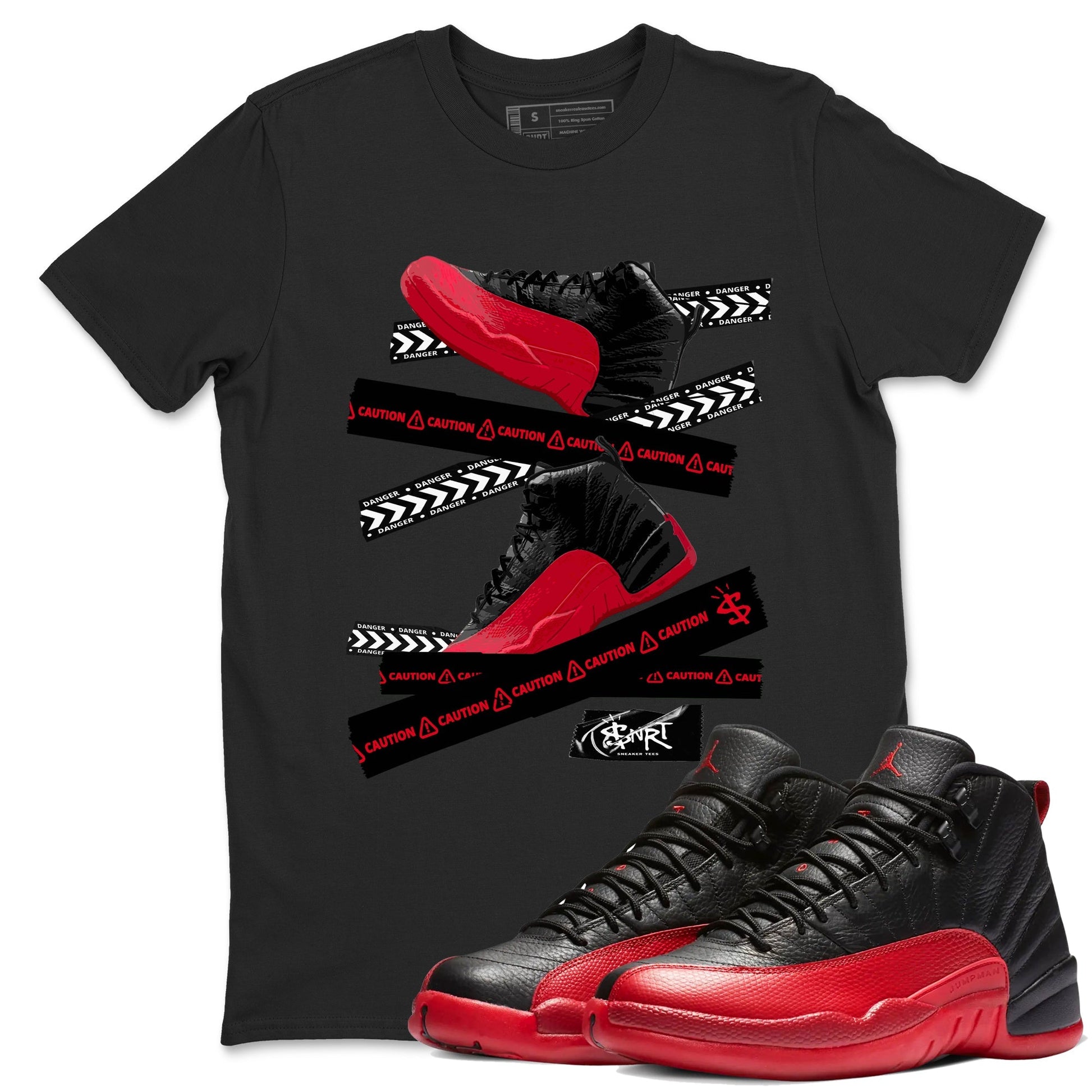 Caution Tape Sneaker Tees - Air Jordan 12 Flu Game