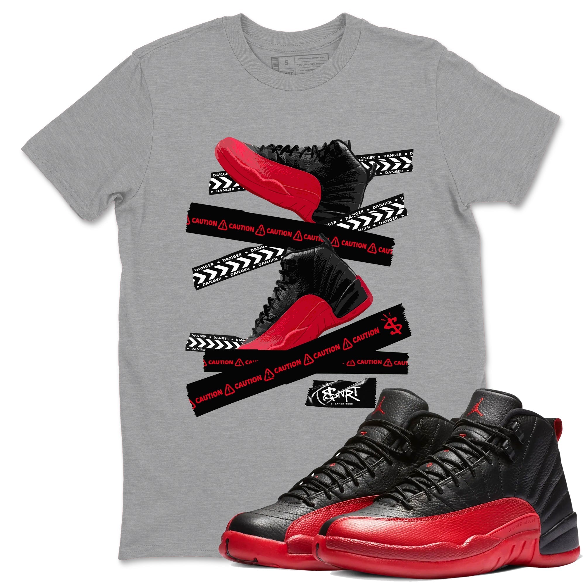 Caution Tape Sneaker Tees - Air Jordan 12 Flu Game