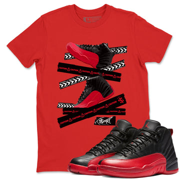 Caution Tape Sneaker Tees - Air Jordan 12 Flu Game