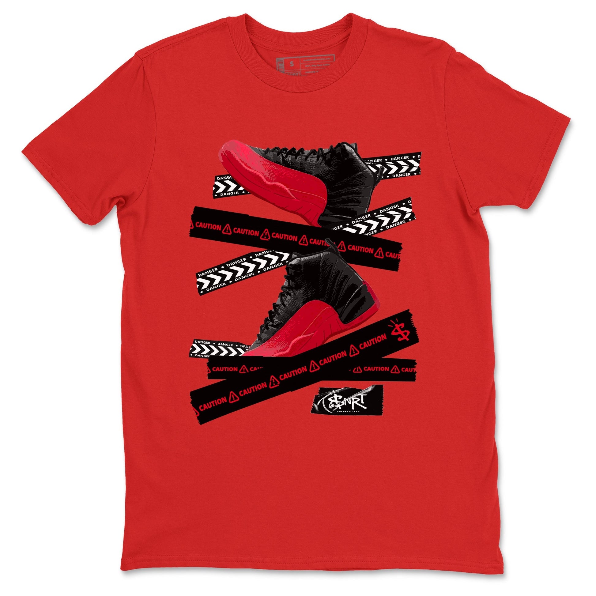 Caution Tape Sneaker Tees - Air Jordan 12 Flu Game