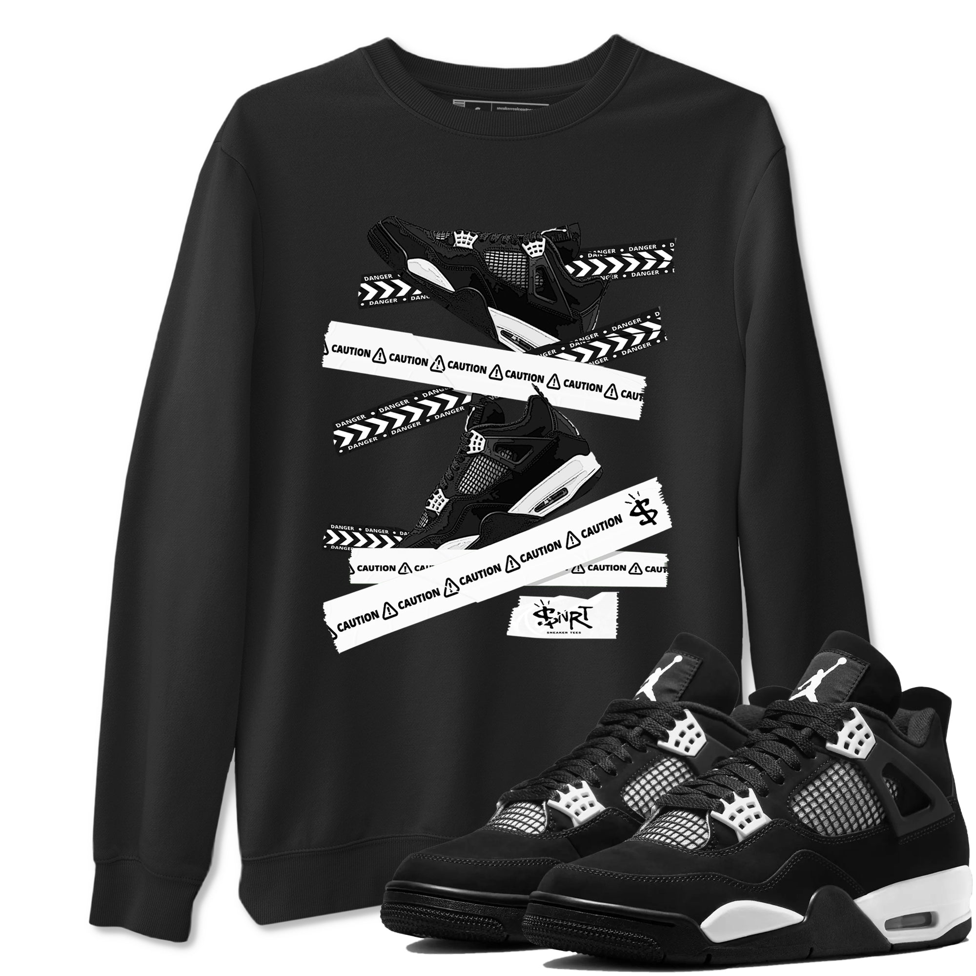 Caution Tape Sneaker Tees - Air Jordan 4 White Thunder