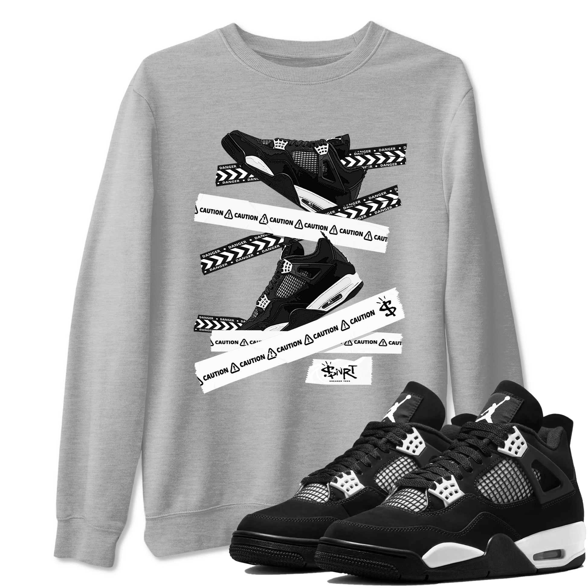 Caution Tape Sneaker Tees - Air Jordan 4 White Thunder