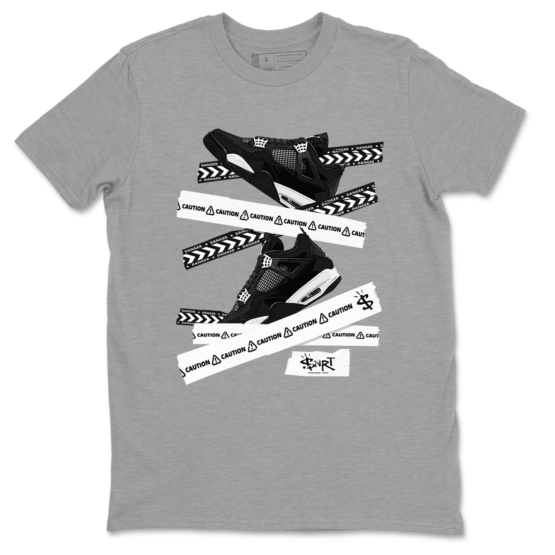 Caution Tape Sneaker Tees - Air Jordan 4 White Thunder