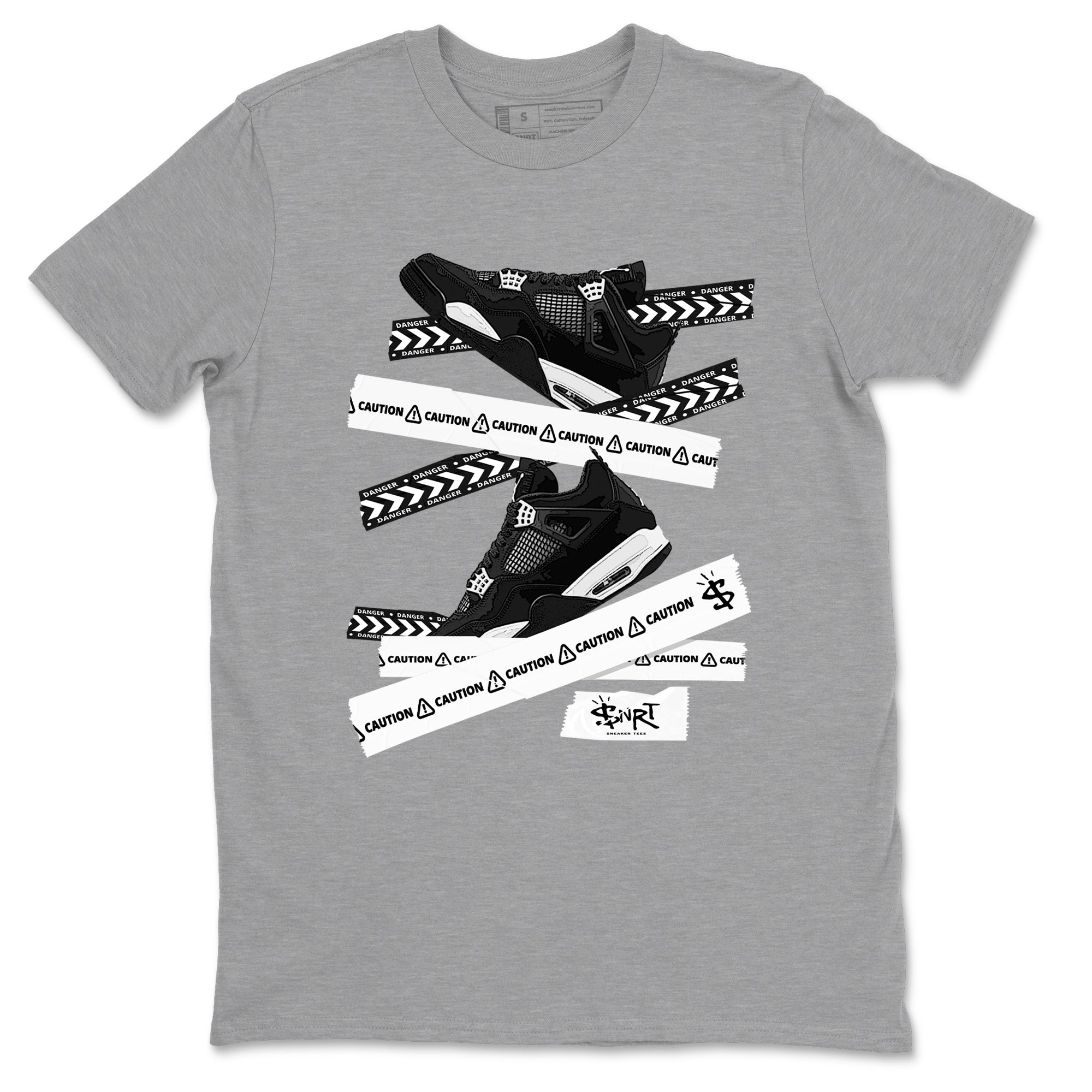 Caution Tape Sneaker Tees - Air Jordan 4 White Thunder
