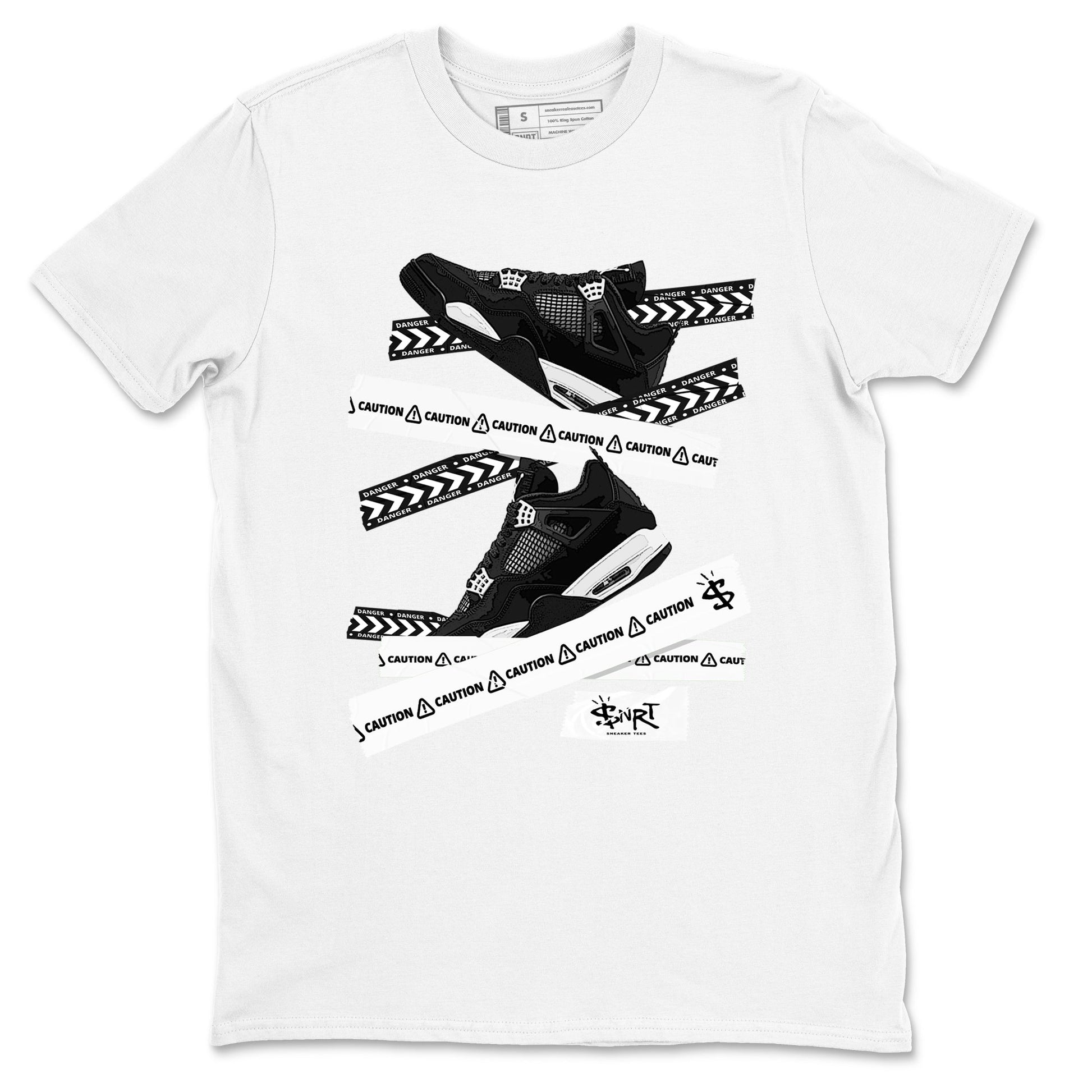 Caution Tape Sneaker Tees - Air Jordan 4 White Thunder
