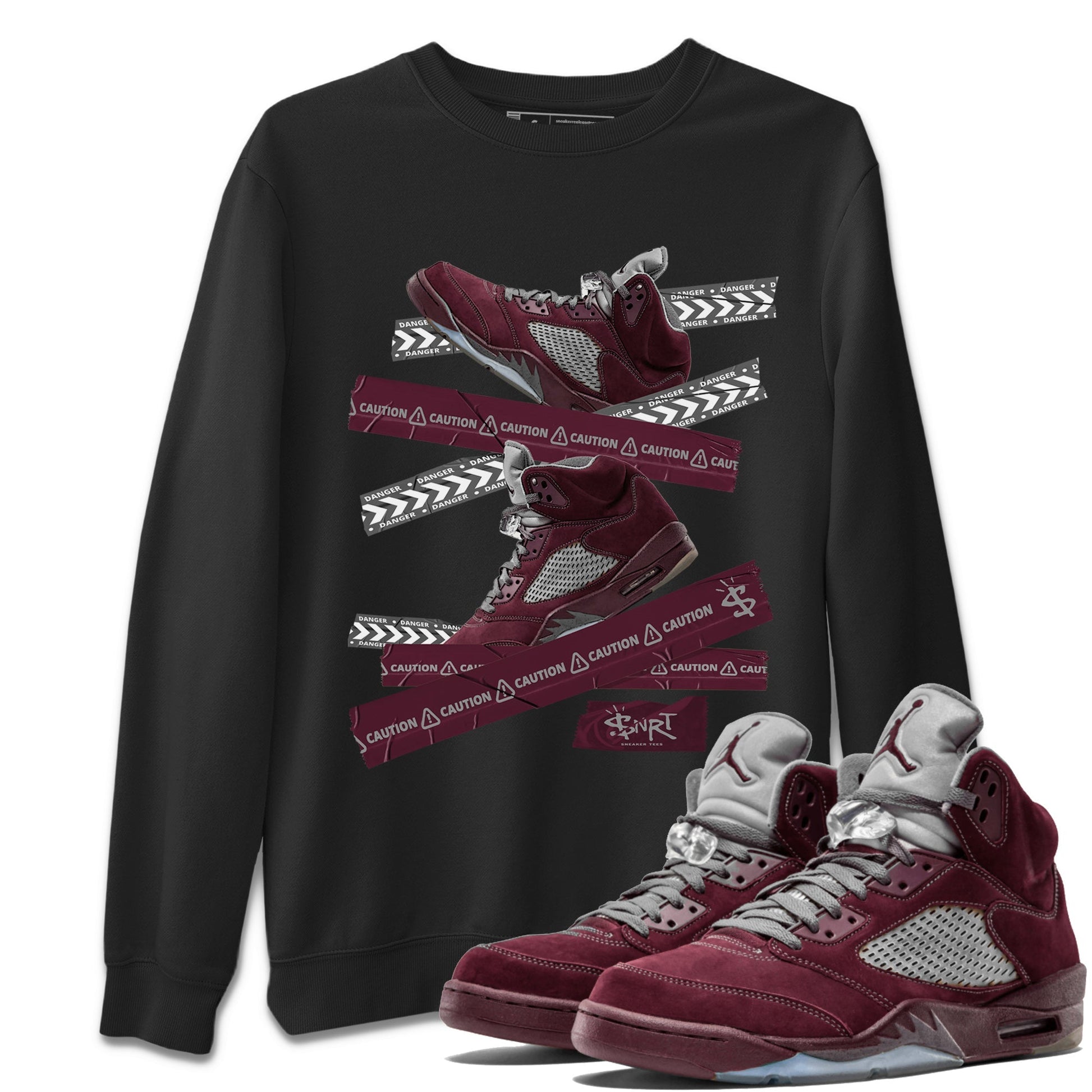 Caution Tape Unisex Tops - Air Jordan 5 Burgundy