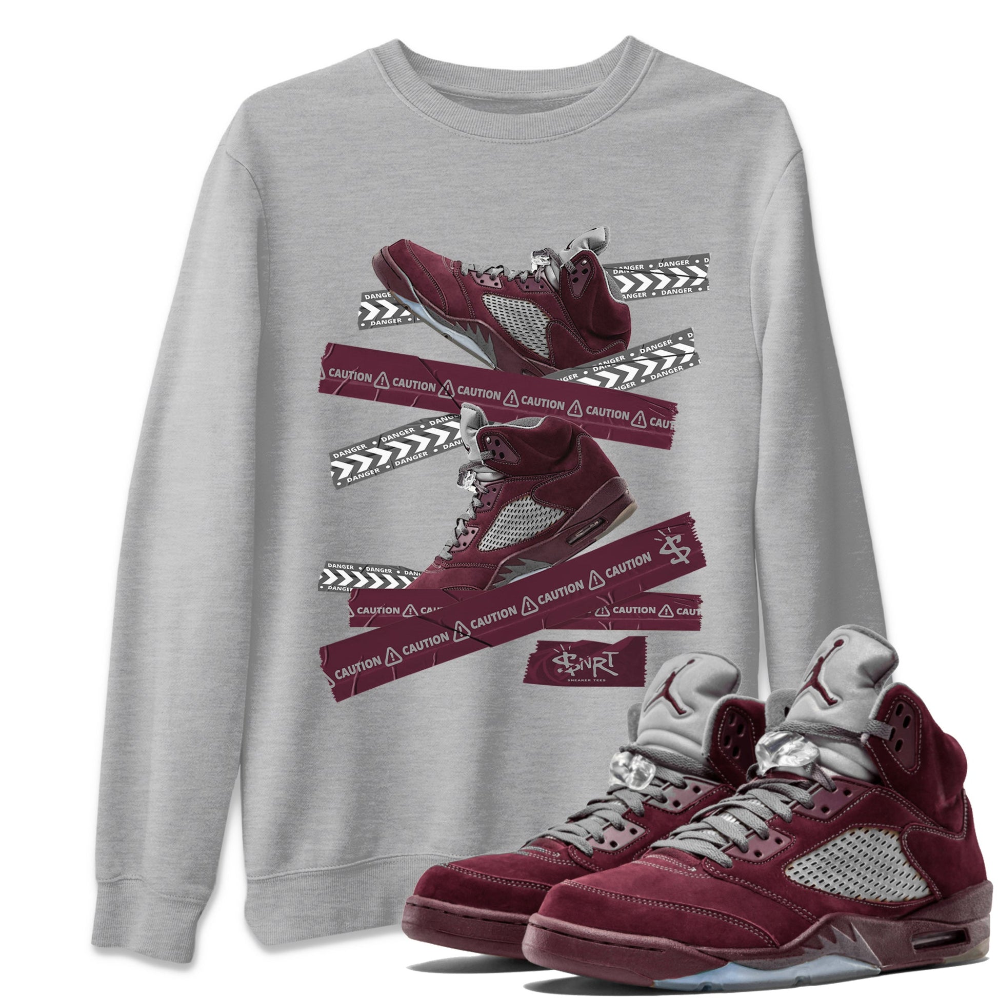 Caution Tape Unisex Tops - Air Jordan 5 Burgundy