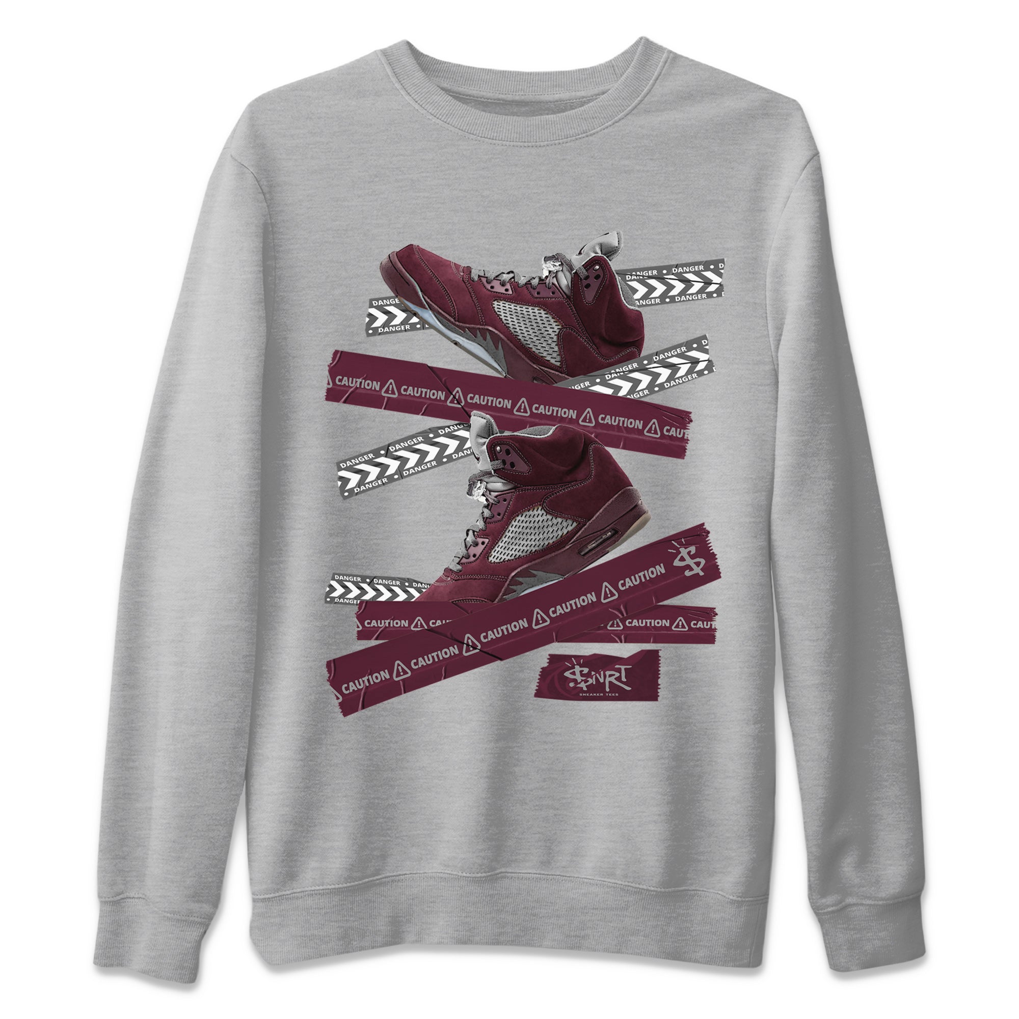 Caution Tape Unisex Tops - Air Jordan 5 Burgundy