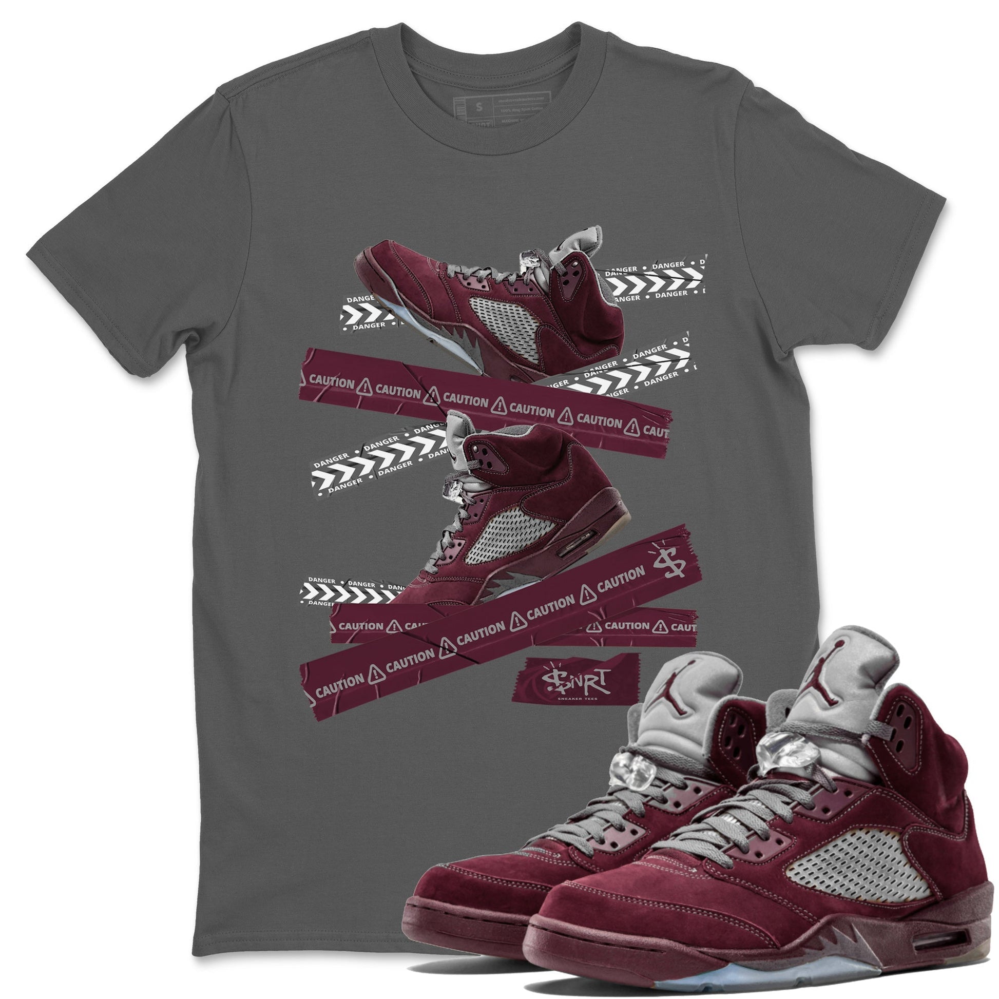 Caution Tape Unisex Tops - Air Jordan 5 Burgundy