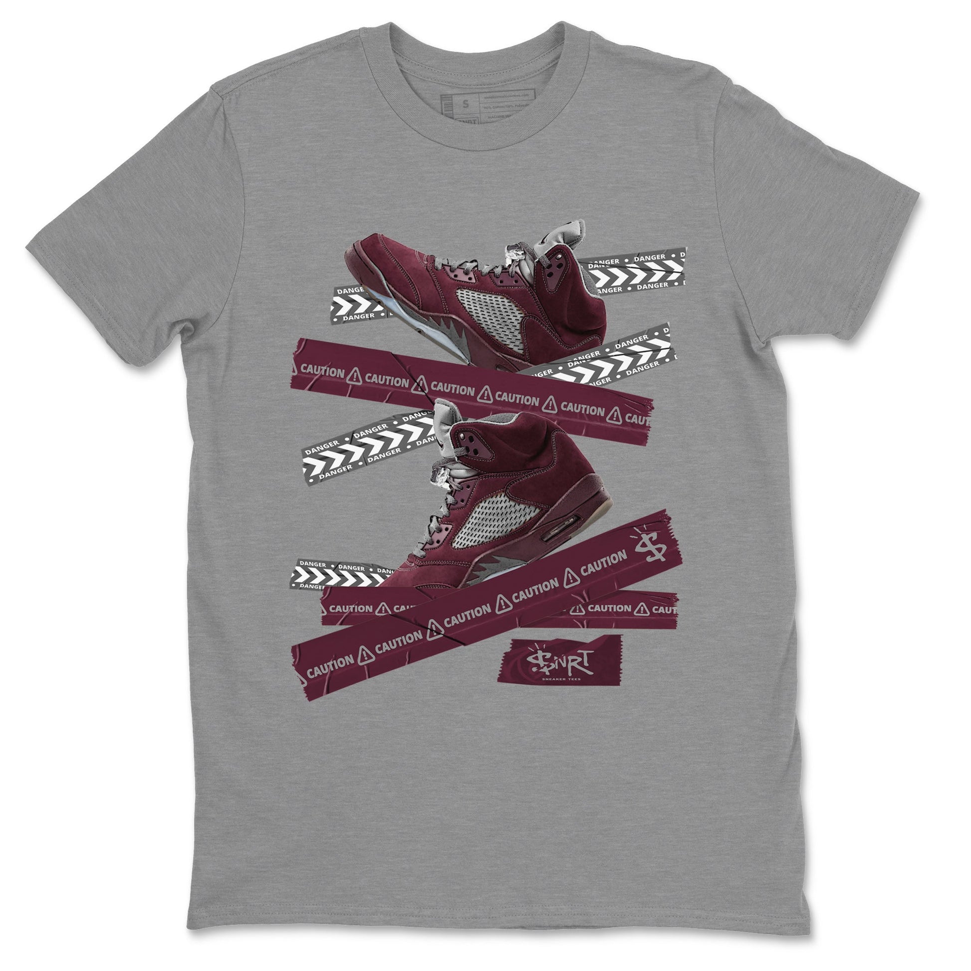 Caution Tape Unisex Tops - Air Jordan 5 Burgundy