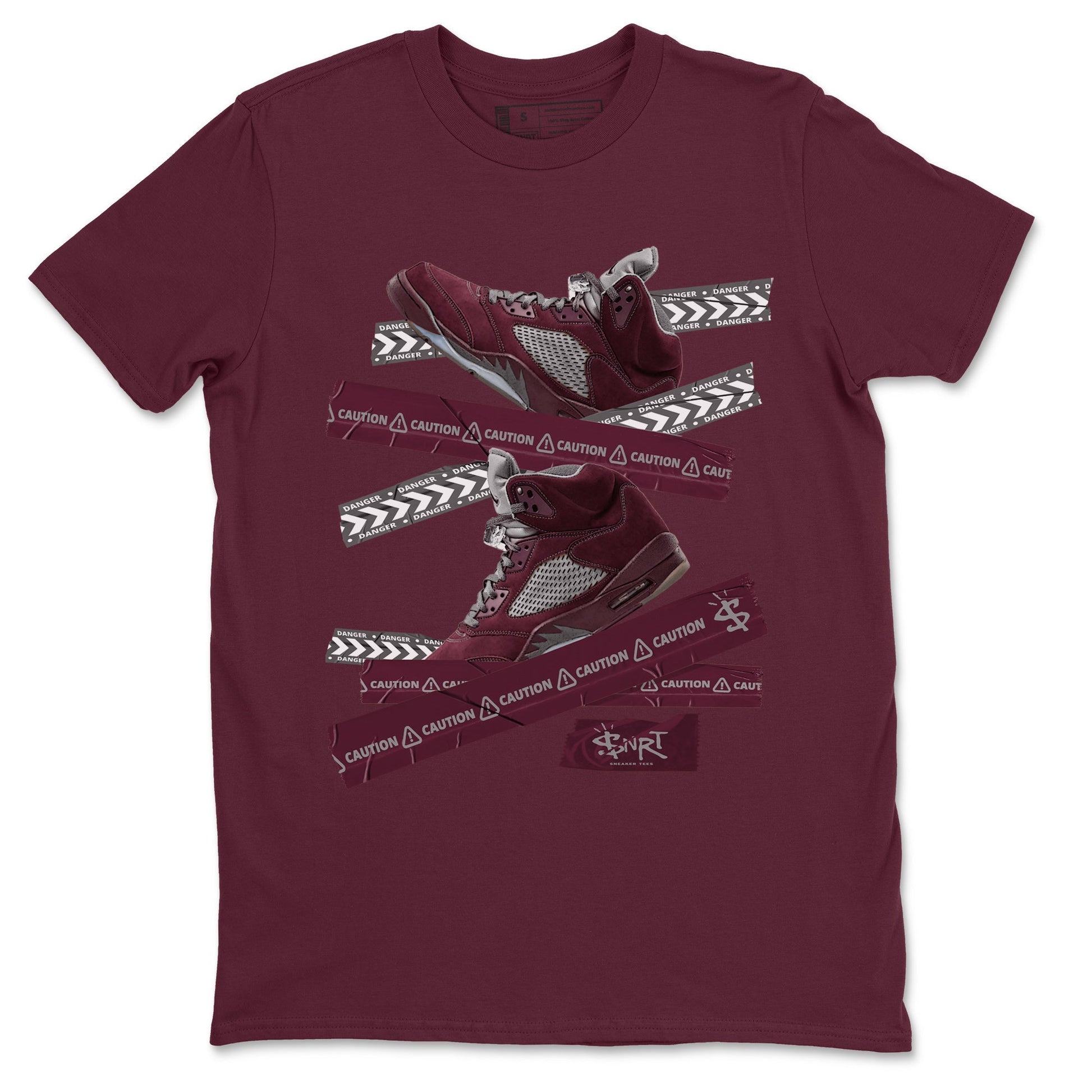 Caution Tape Unisex Tops - Air Jordan 5 Burgundy