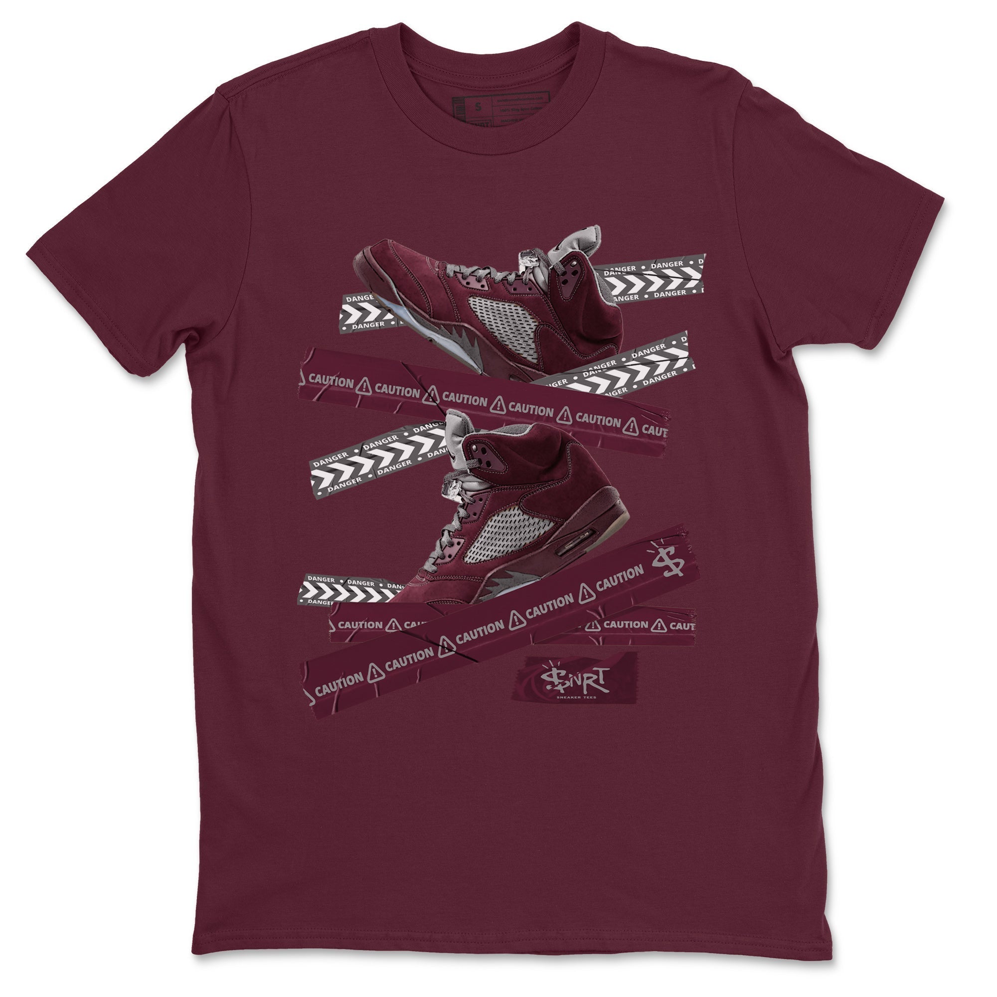 Caution Tape Unisex Tops - Air Jordan 5 Burgundy