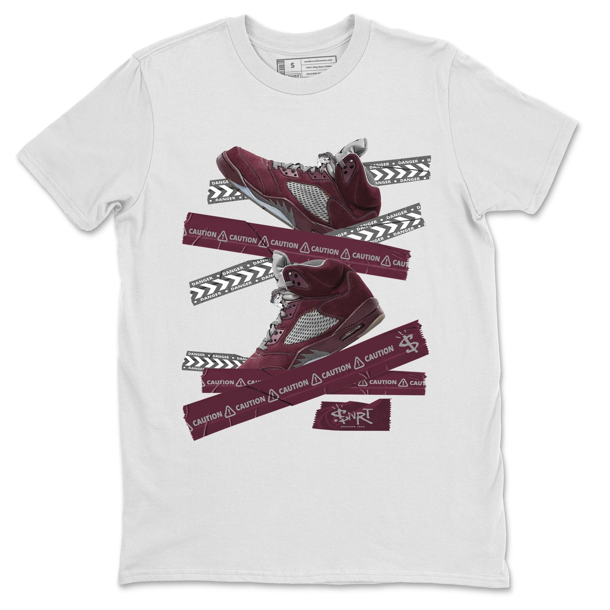 Caution Tape Unisex Tops - Air Jordan 5 Burgundy