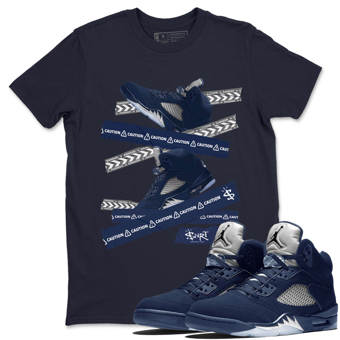 Caution Tape Unisex Tops - Air Jordan 5 Georgetown