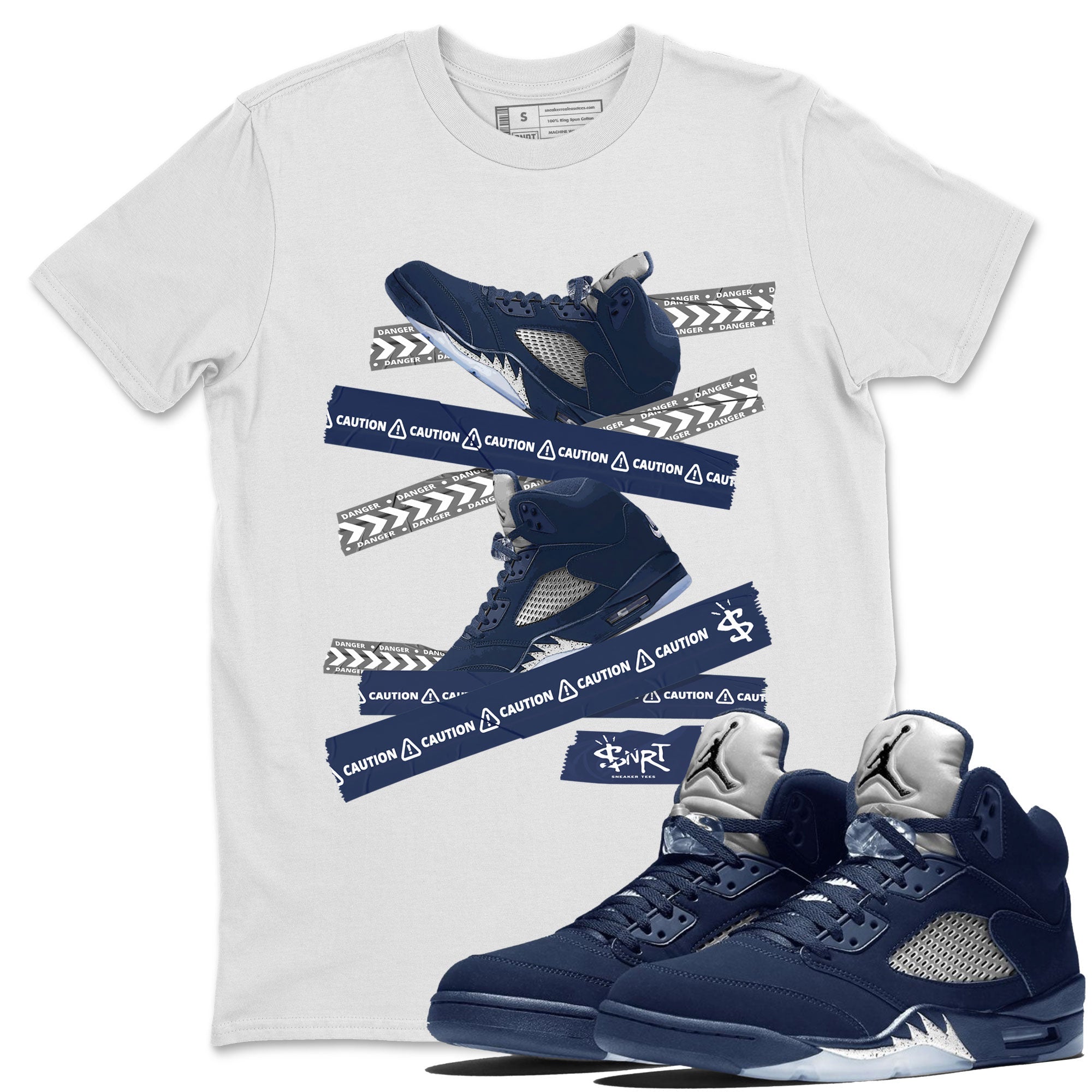 Caution Tape Unisex Tops - Air Jordan 5 Georgetown