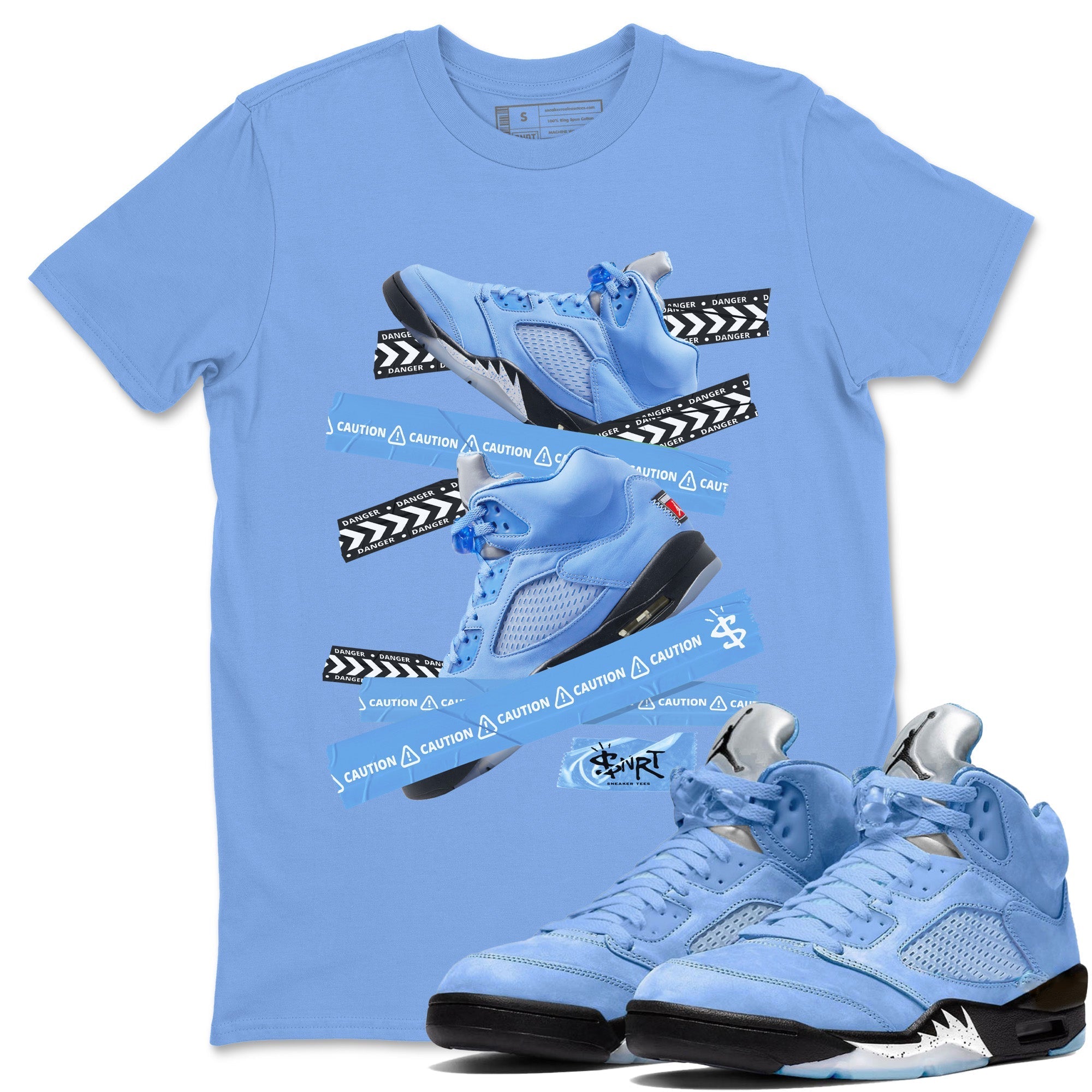 Caution Tape Unisex Tops - Air Jordan 5 UNC