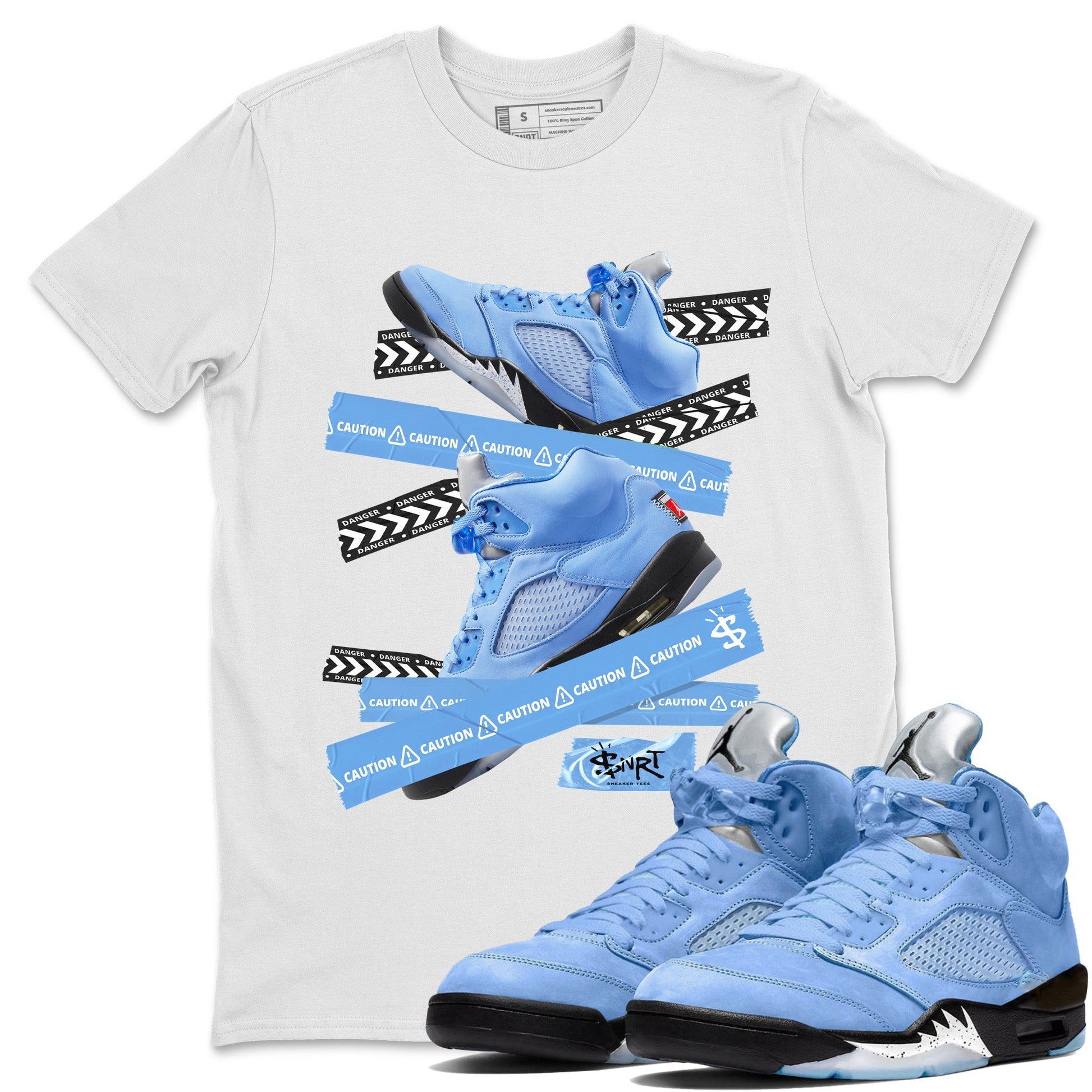 Caution Tape Unisex Tops - Air Jordan 5 UNC