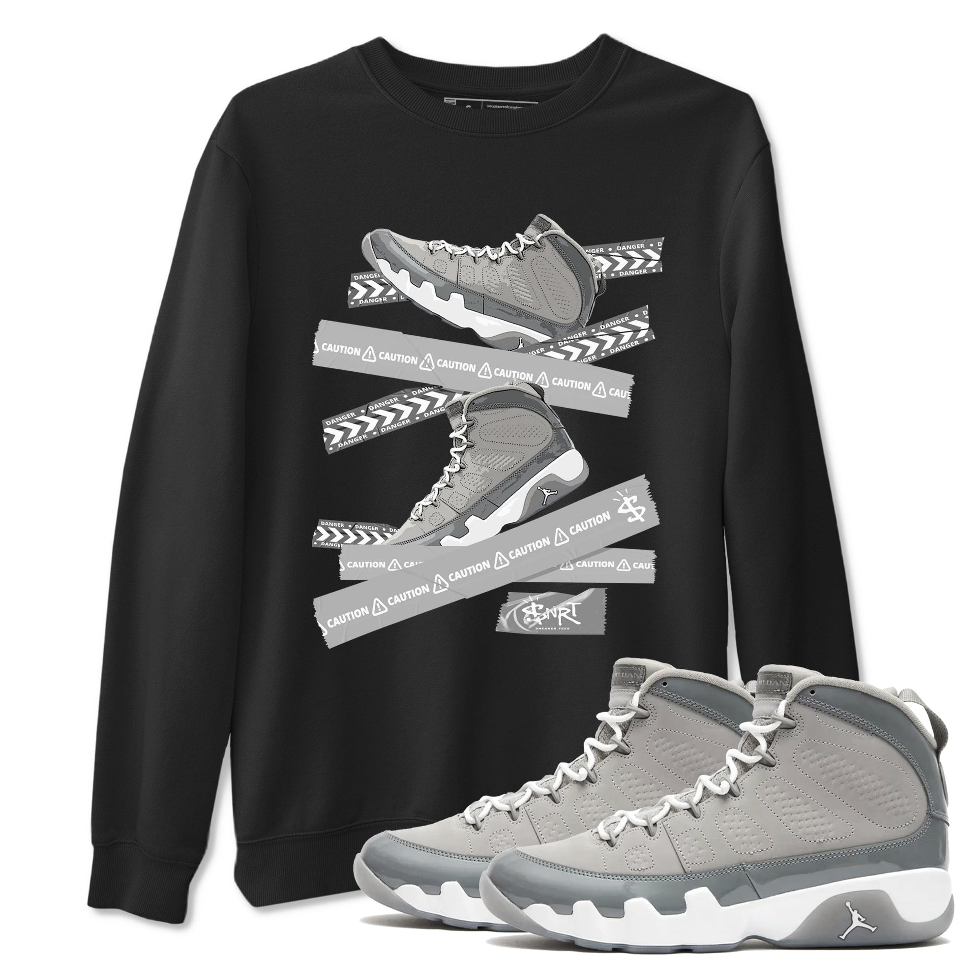Caution Tape Sneaker Tees - Air Jordan 9 Cool Grey
