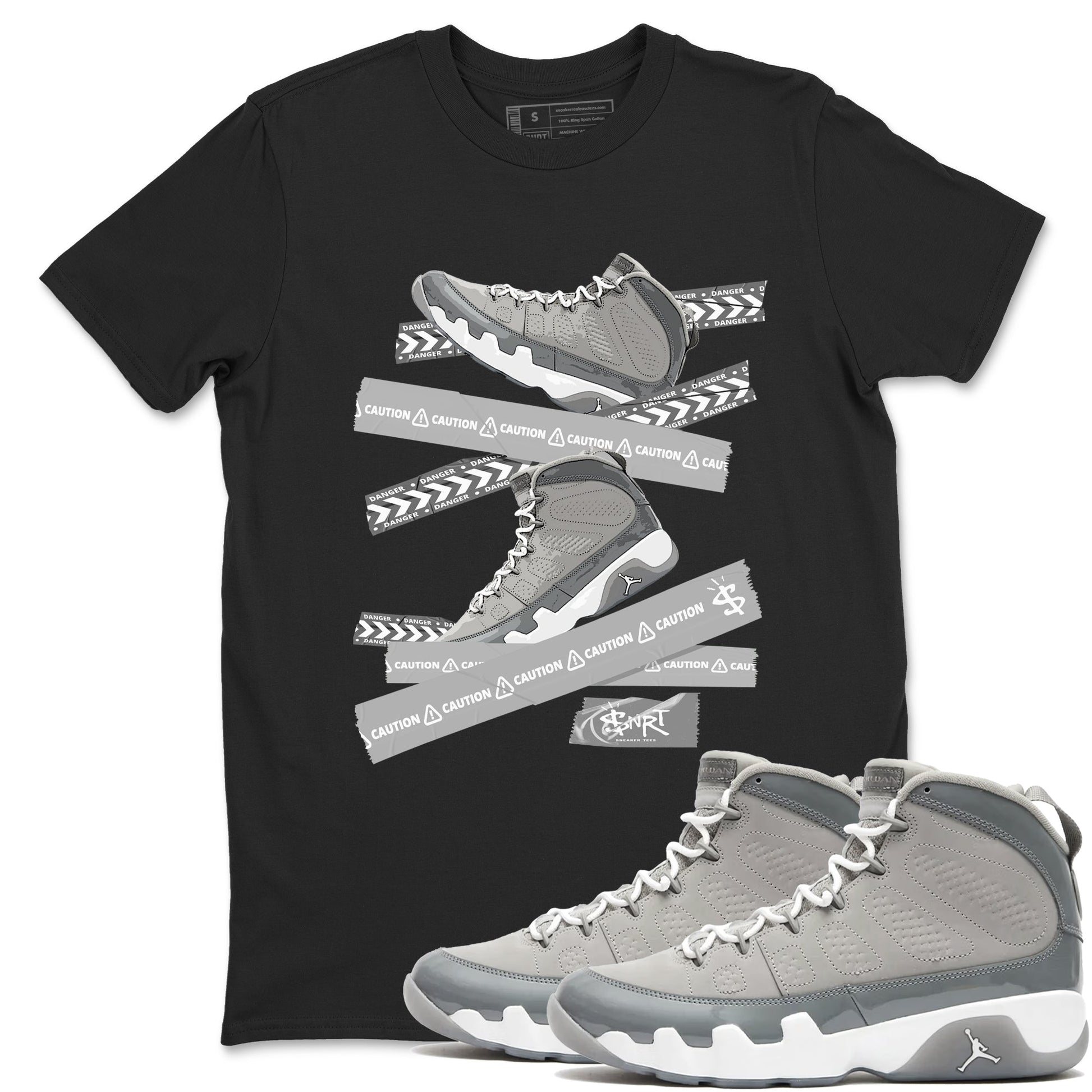 Caution Tape Sneaker Tees - Air Jordan 9 Cool Grey