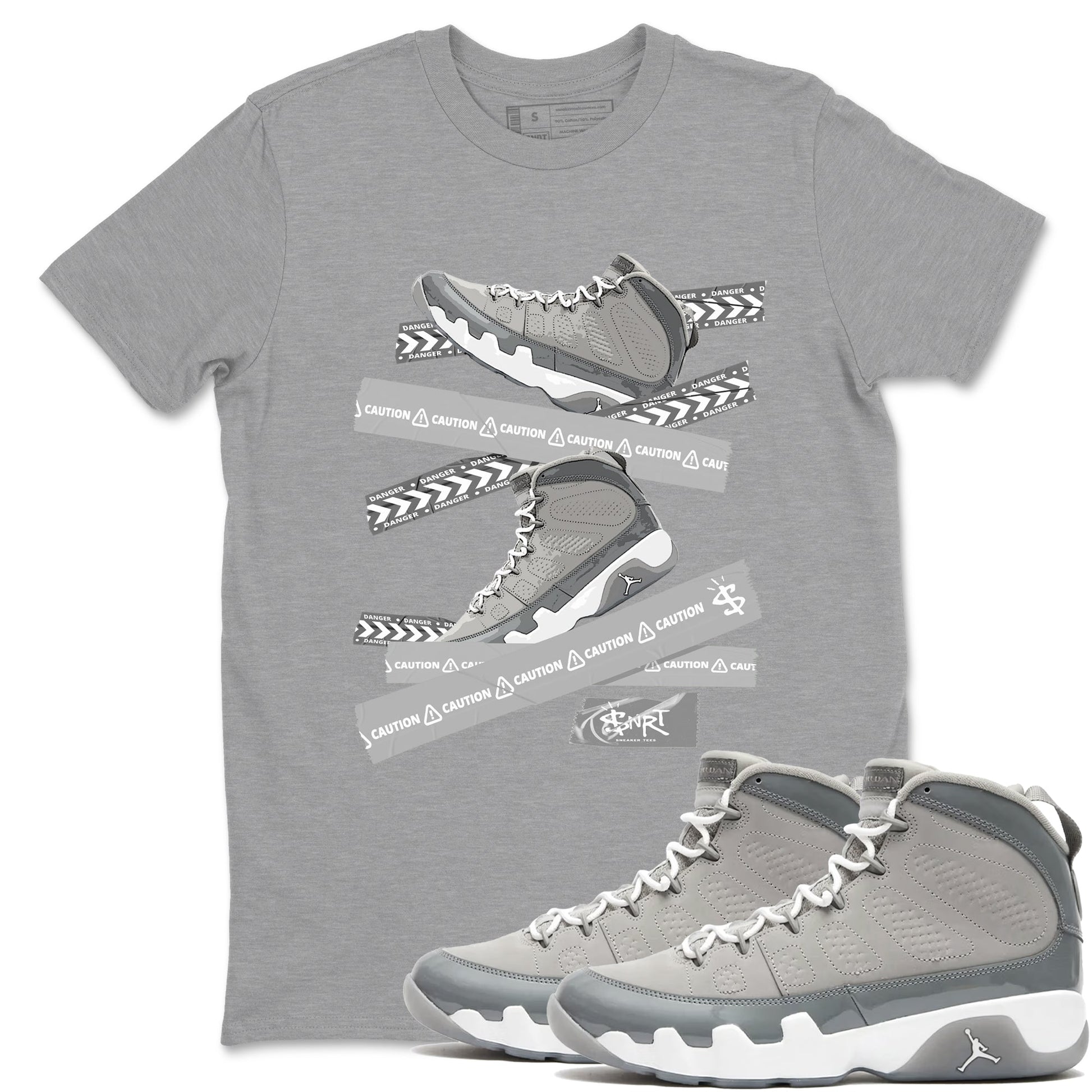 Caution Tape Sneaker Tees - Air Jordan 9 Cool Grey