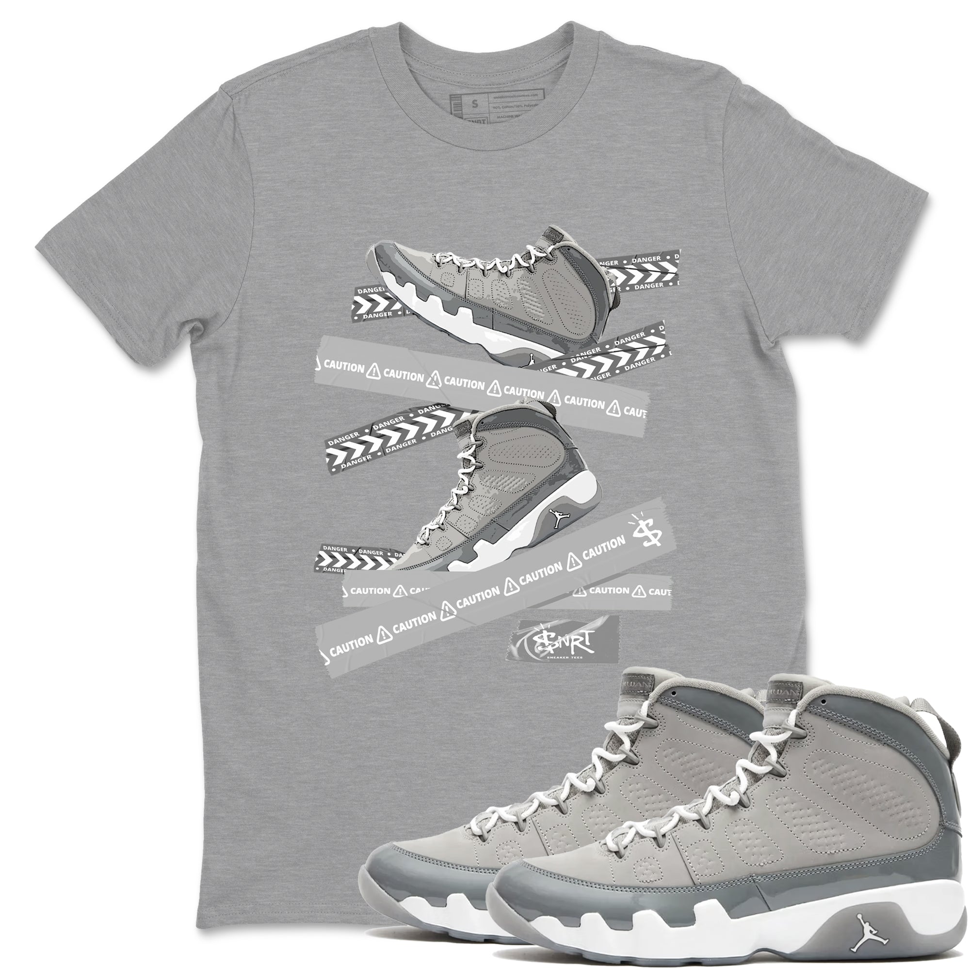 Caution Tape Sneaker Tees - Air Jordan 9 Cool Grey