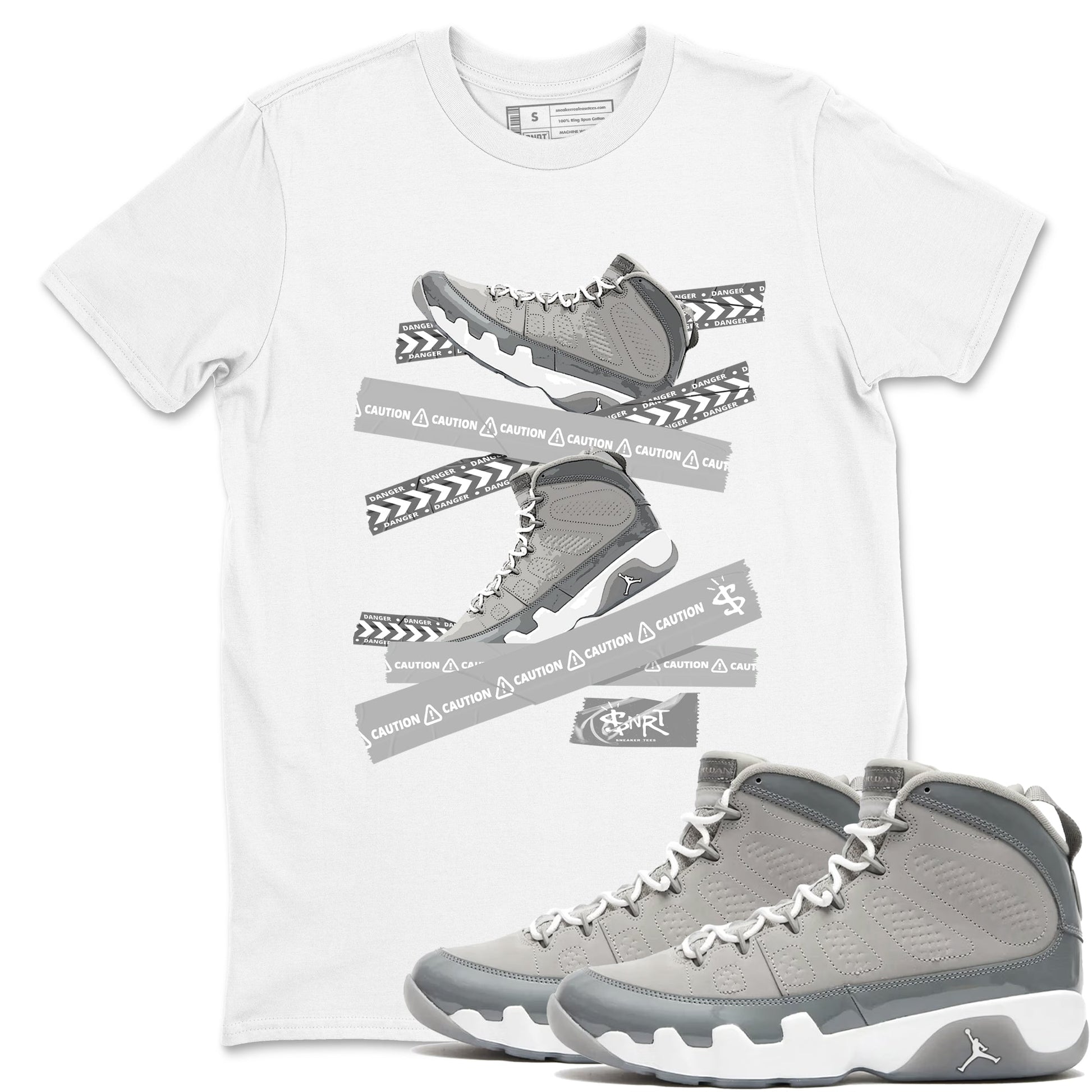 Caution Tape Sneaker Tees - Air Jordan 9 Cool Grey