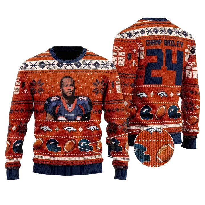 Champ Bailey 24 Denver Broncos Nfl Christmas Sweater ? Usalast