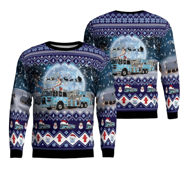 Chapel Hill Fire Department Christmas AOP Sweater ? Usalast