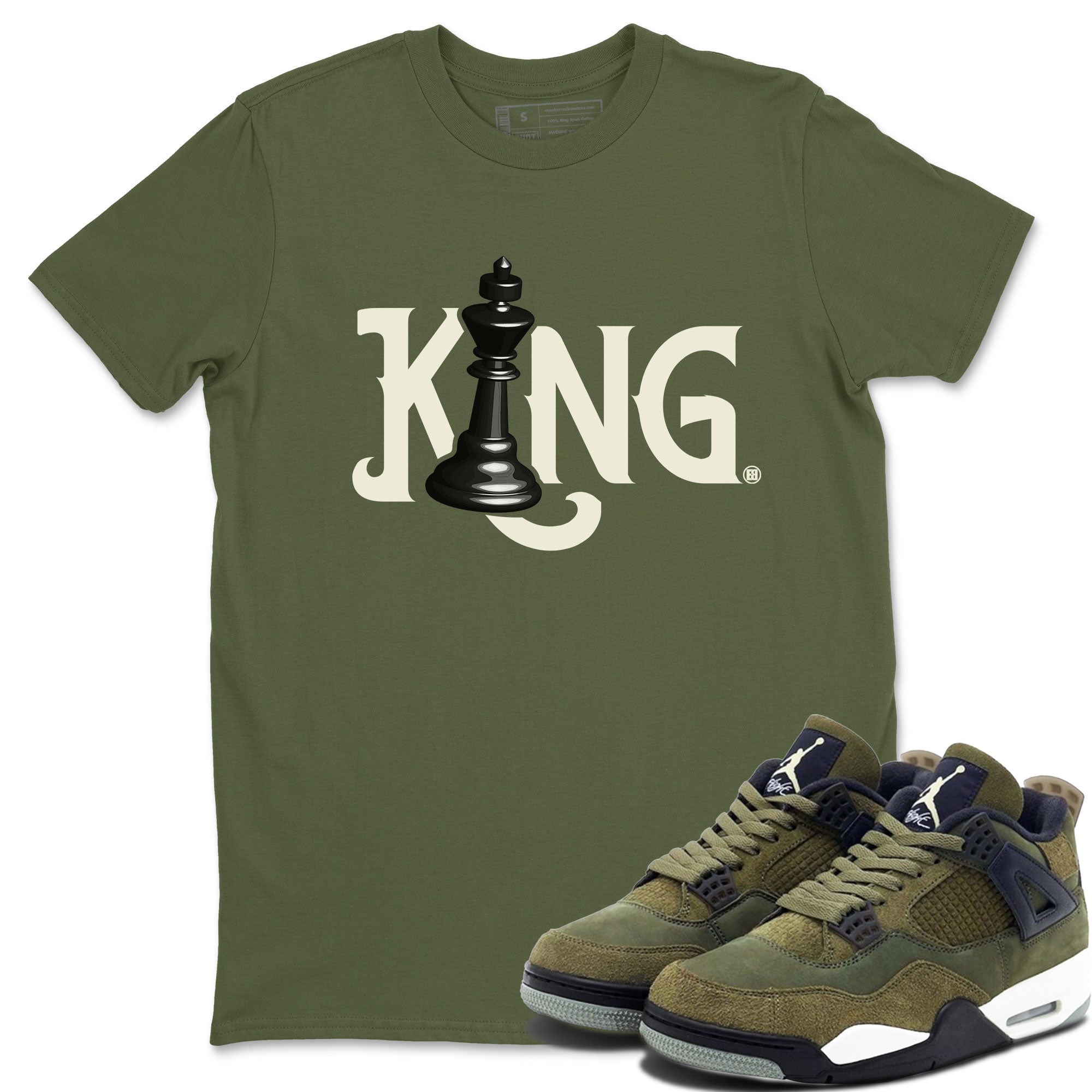 Chess King Sneaker Tee - Air Jordan 4 Medium Olive