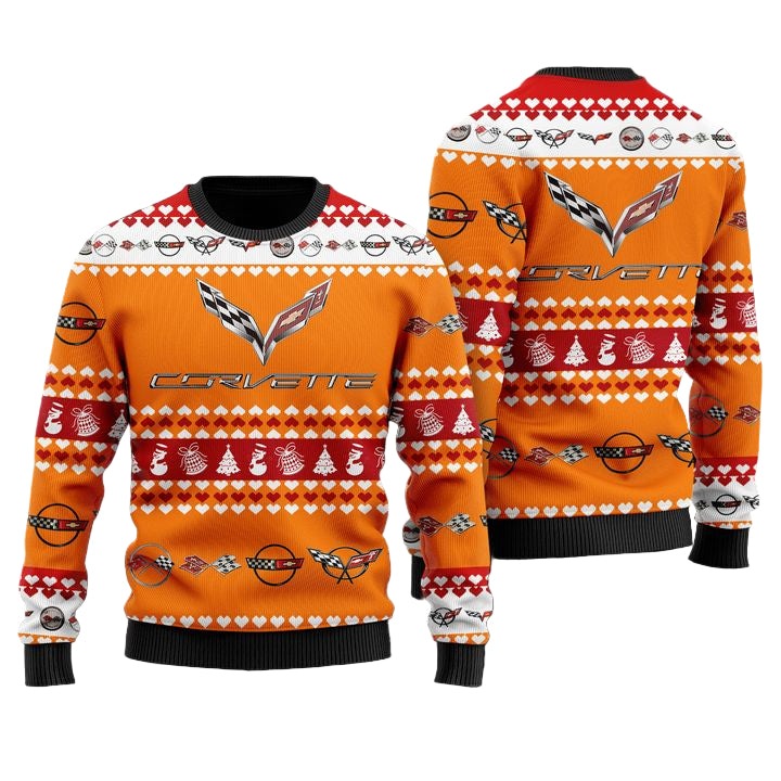 Chevrolet Corvette Merry Christmas Orange Ugly Sweater ? Usalast