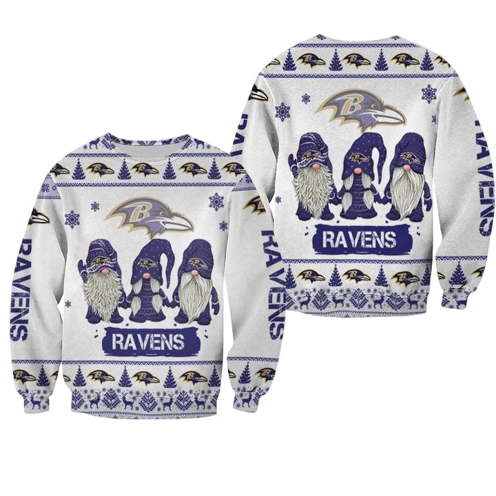 Christmas Gnomes Baltimore Ravens Ugly Sweater Christmas 3D Sweater ? Usalast