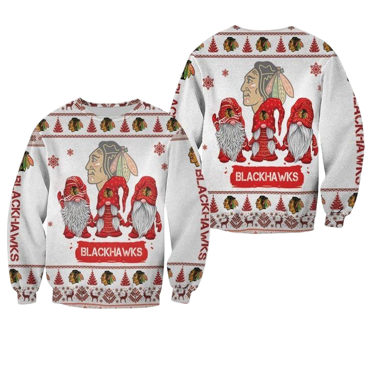 Christmas Gnomes Chicago Blackhawks Ugly Sweater Christmas 3D Sweater ? Usalast
