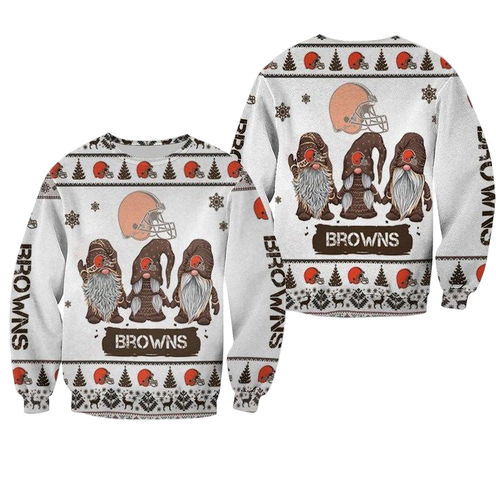 Christmas Gnomes Cleveland Browns Ugly Sweater Christmas 3D Sweater ? Usalast