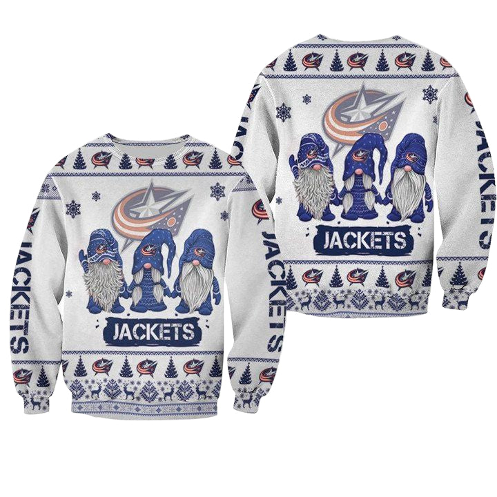 Christmas Gnomes Columbus Blue Jackets Ugly Sweater Christmas 3D Sweater ? Usalast