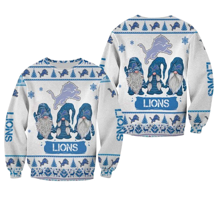 Christmas Gnomes Detroit Lions Ugly Sweater Christmas 3D Sweater ? Usalast