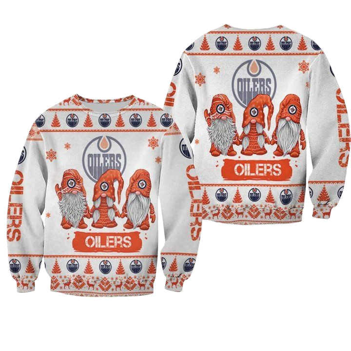 Christmas Gnomes Edmonton Oilers Ugly Sweater Christmas 3D Sweater ? Usalast